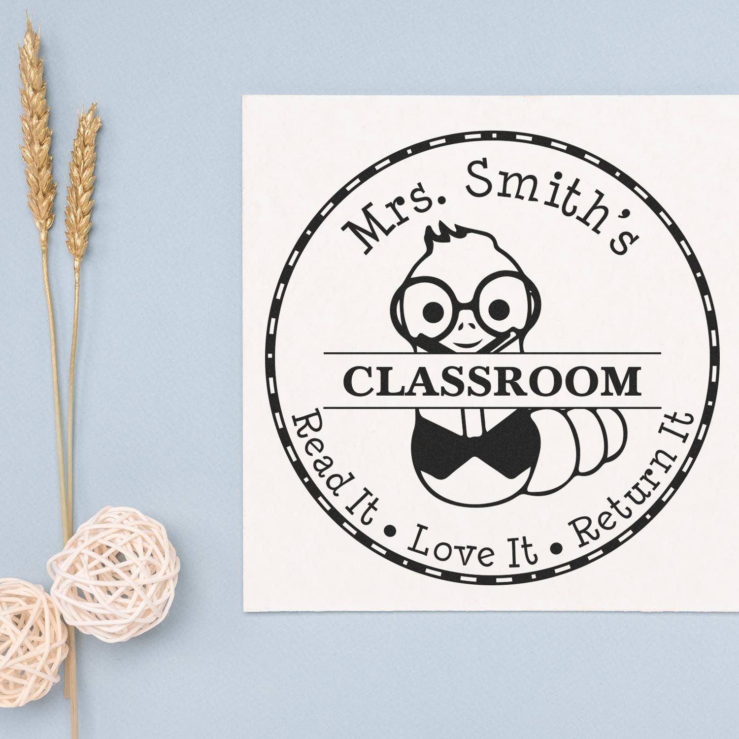 Mister Worm Self-Inking Custom Teacher Name For Books Stamp - Engineer Seal Stamps