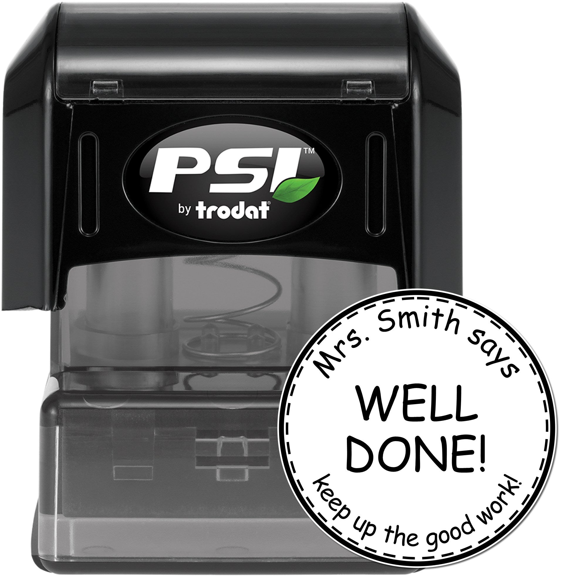 Well Done PSI Pre-Inked Personalizable Logo Teacher Library Stamp