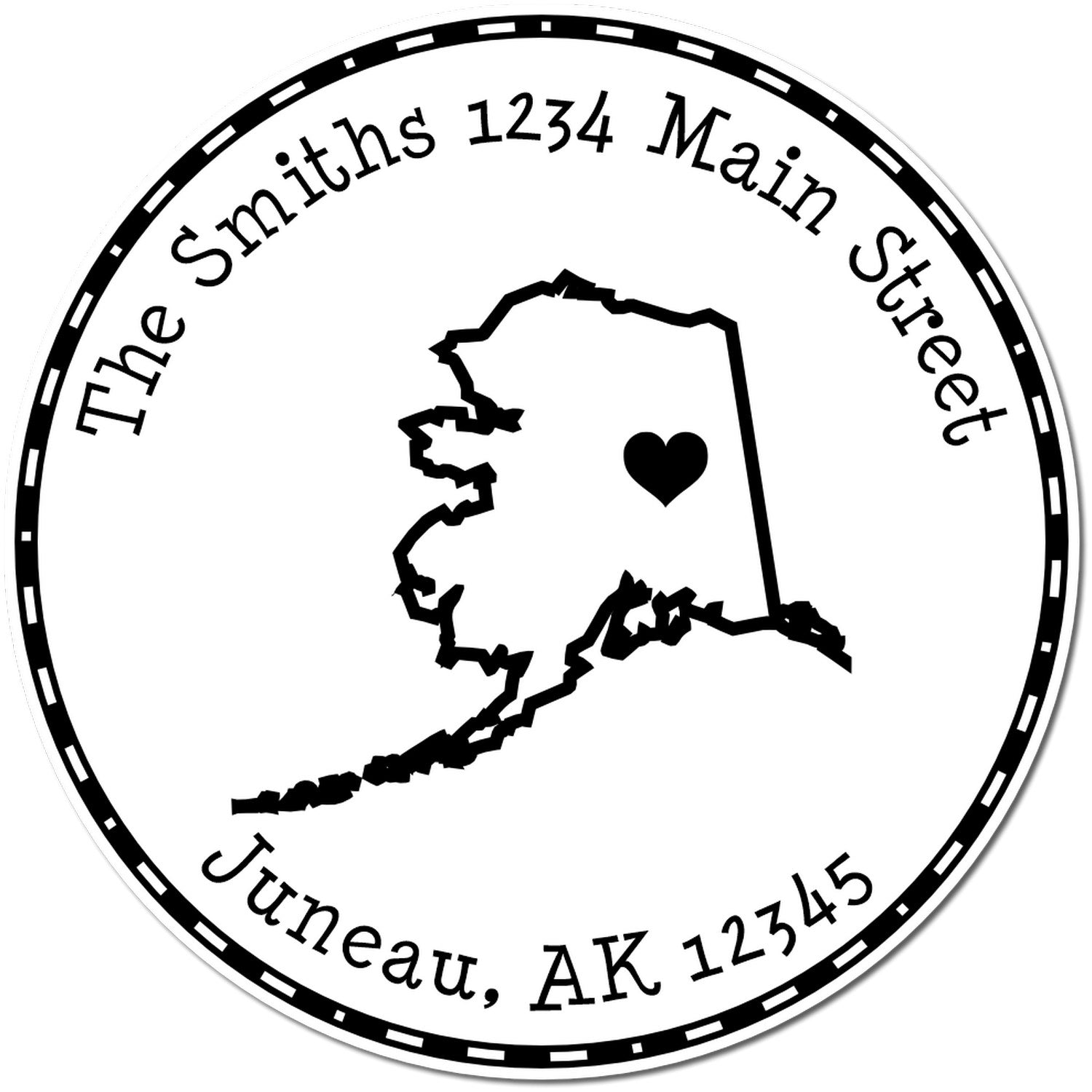 Self-Inking Round Alaska State Luv Address Stamp