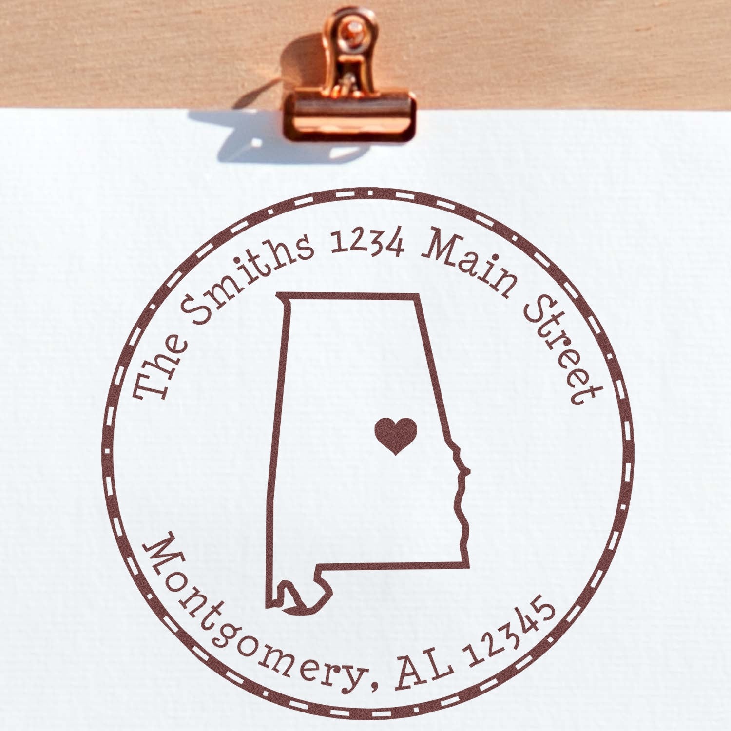 Wood Handle Round Alabama State Luv Address Stamp