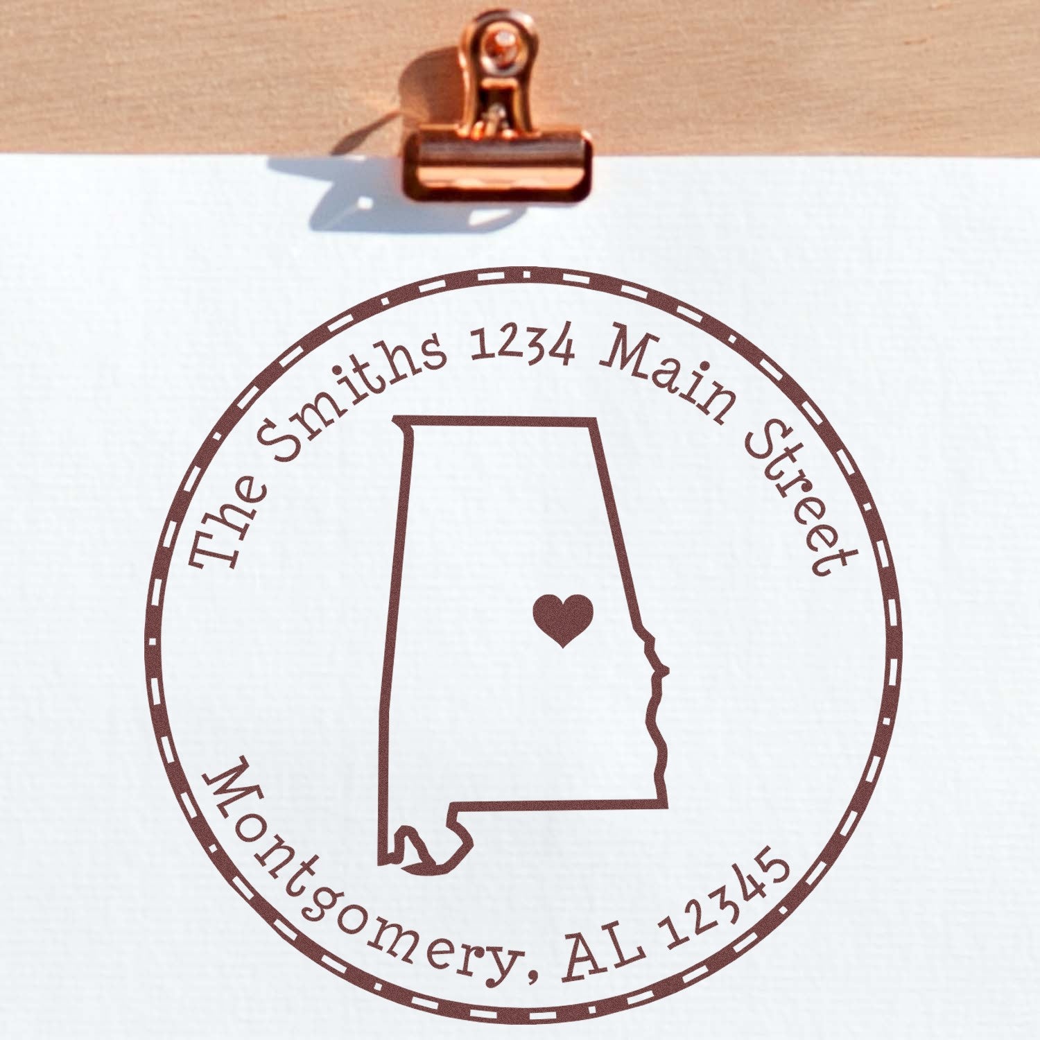 Self-Inking Round Alabama State Luv Address Stamp