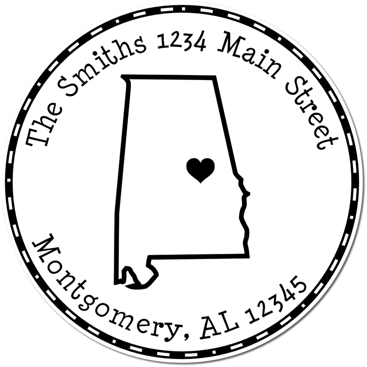 Wood Handle Round Alabama State Luv Address Stamp