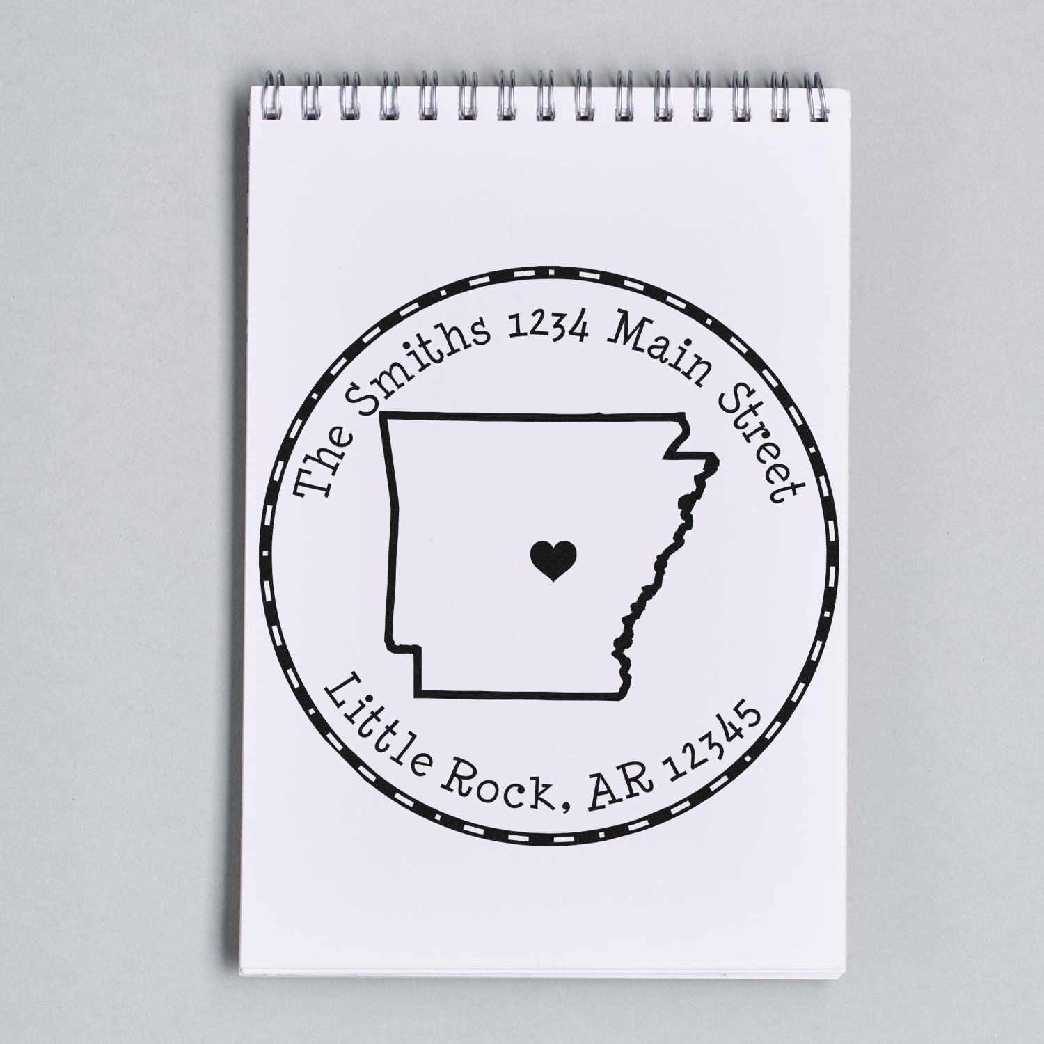 Self-Inking Round Arkansas State Luv Address Stamp