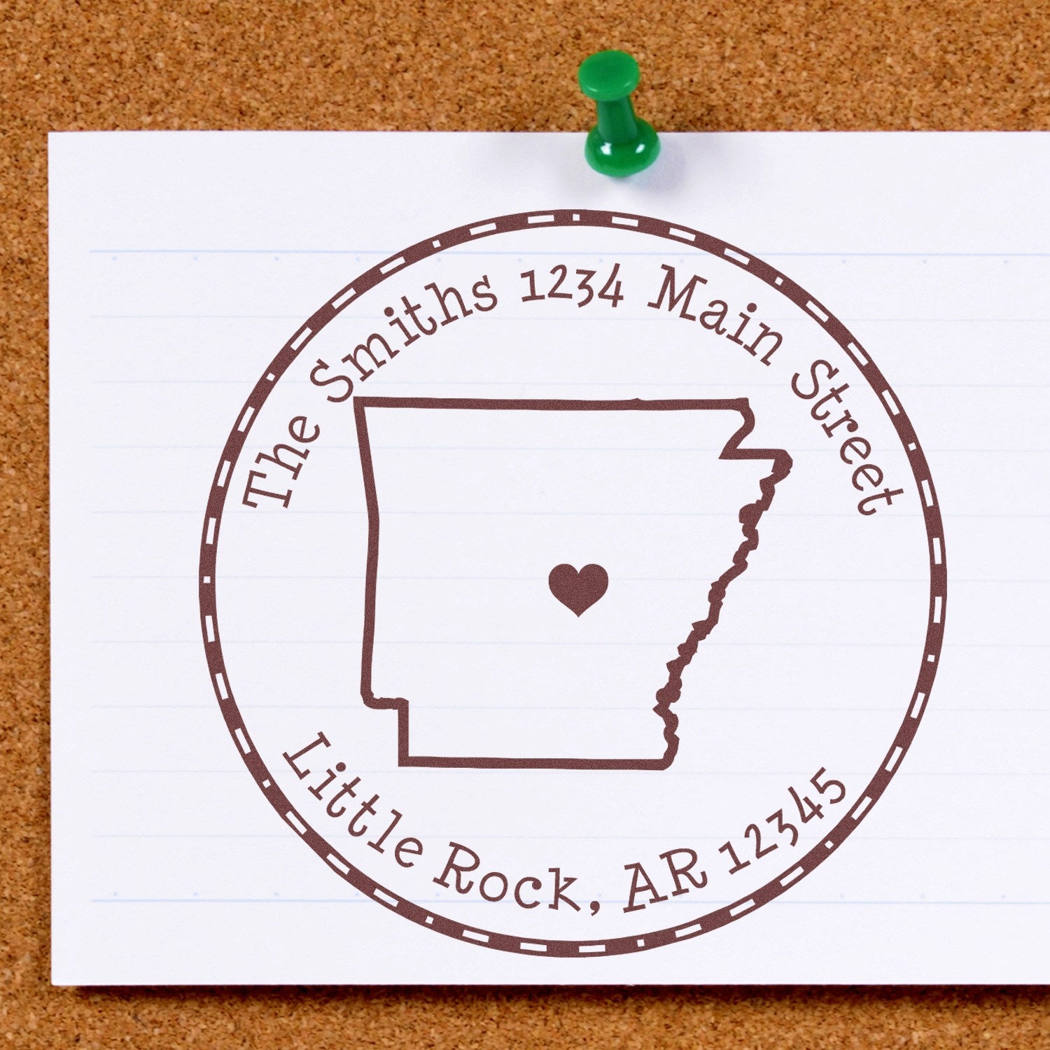 Wood Handle Round Arkansas State Luv Address Stamp