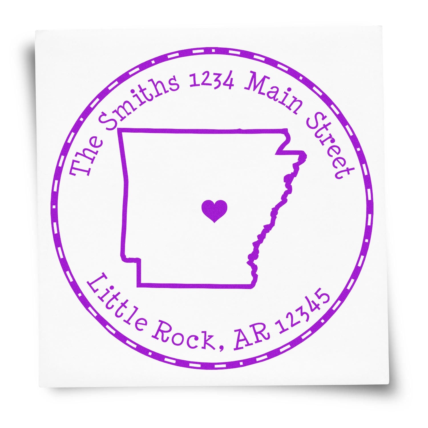 Wood Handle Round Arkansas State Luv Address Stamp