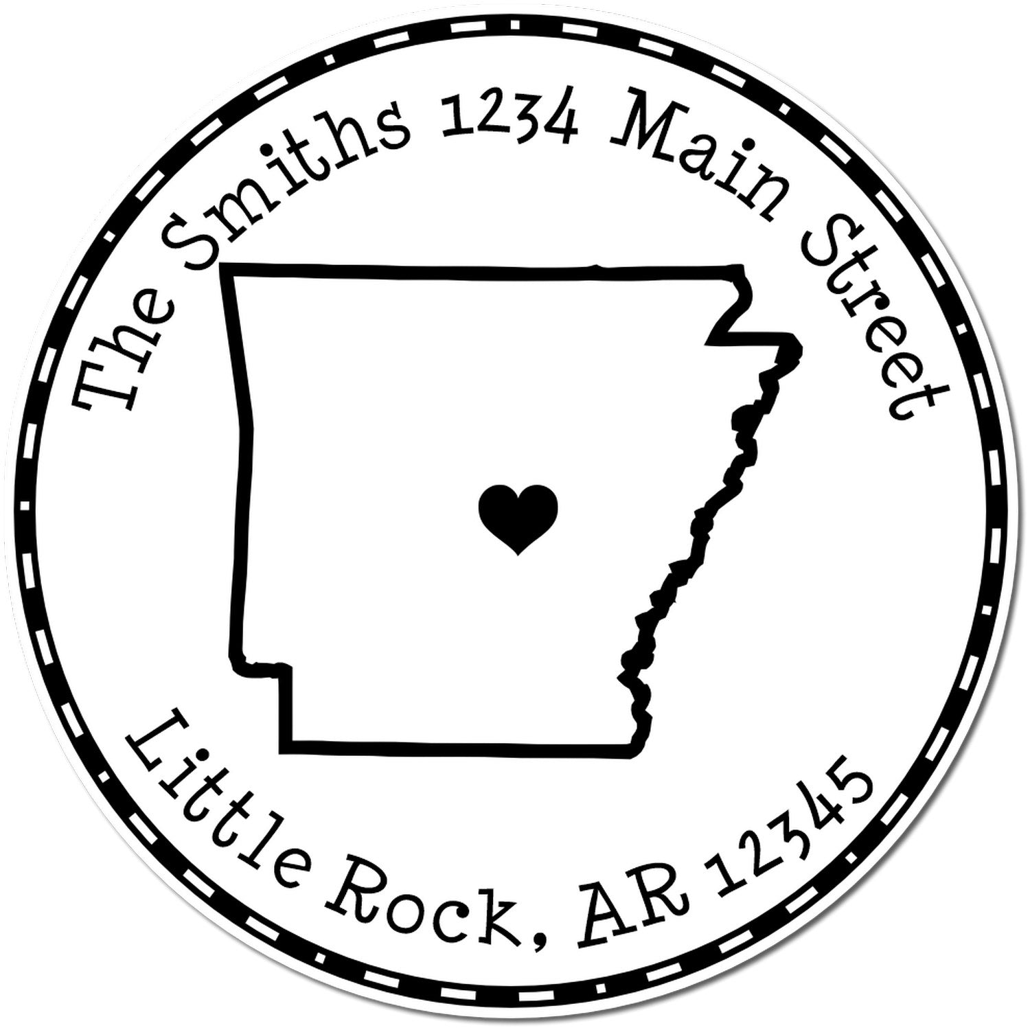 Wood Handle Round Arkansas State Luv Address Stamp