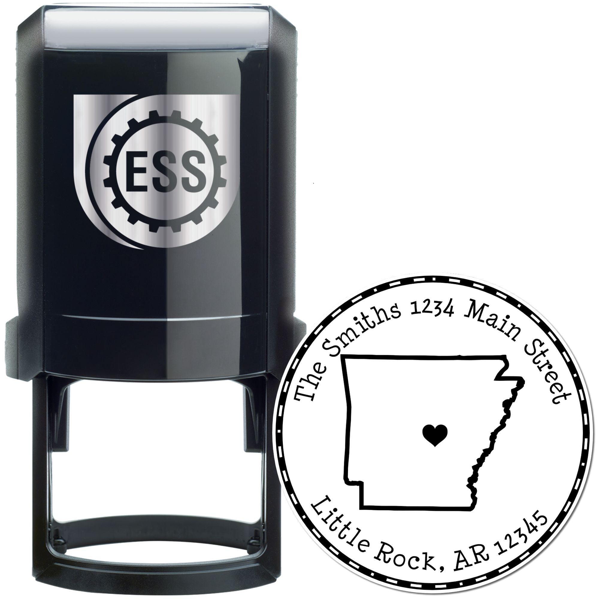 Self-Inking Round Arkansas State Luv Address Stamp