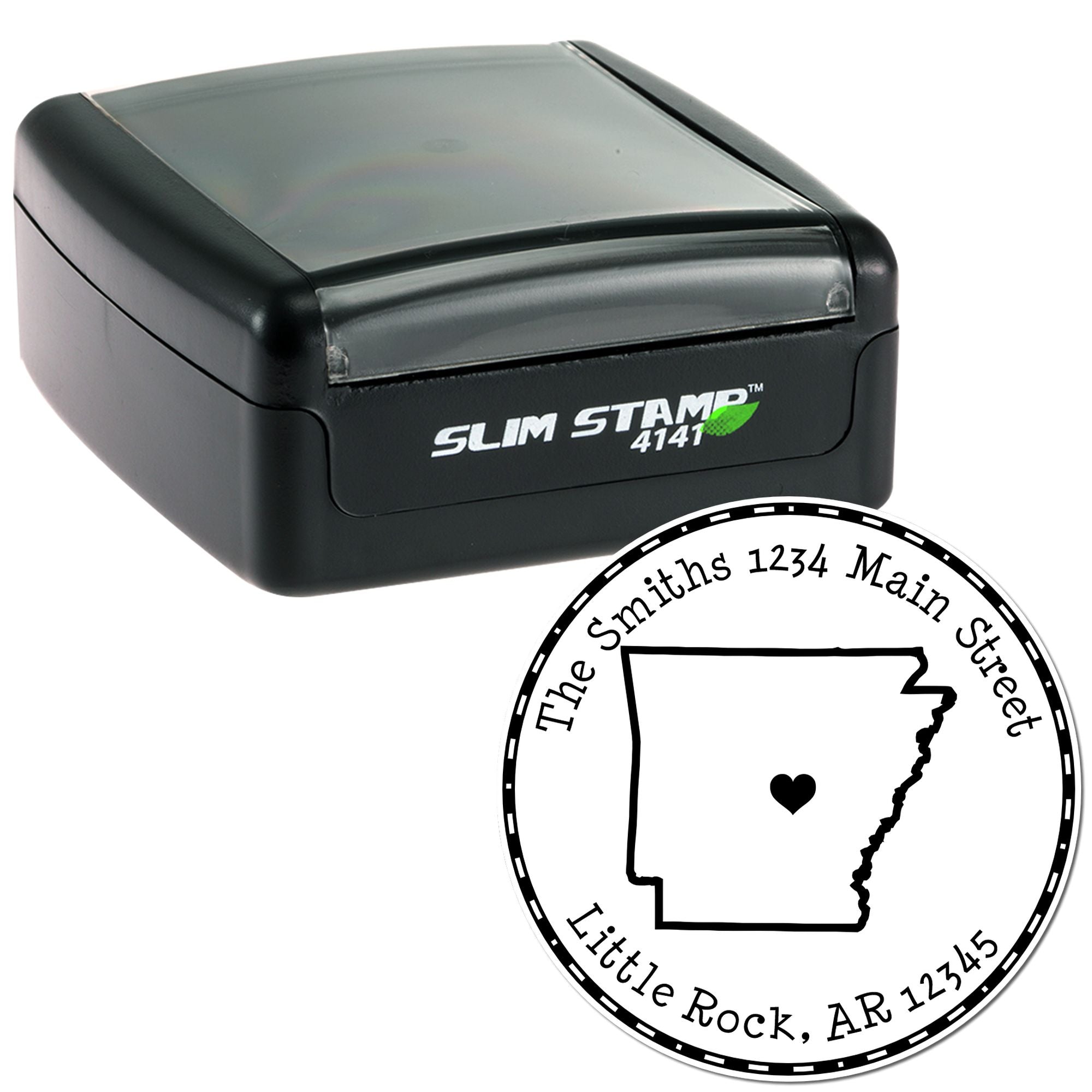 Slim Round Arkansas State Luv Address Stamp