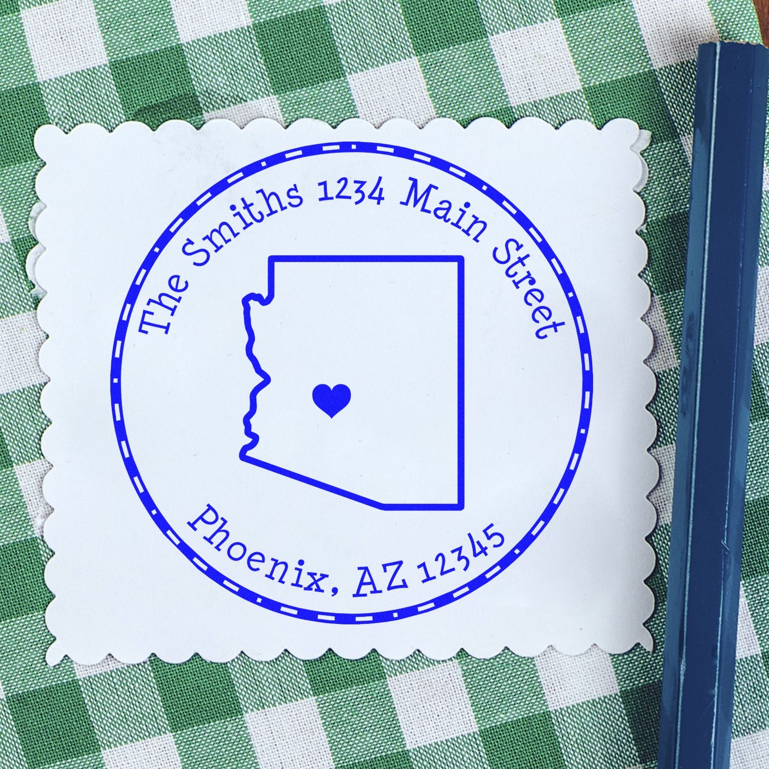 Self-Inking Round Arizona State Luv Address Stamp