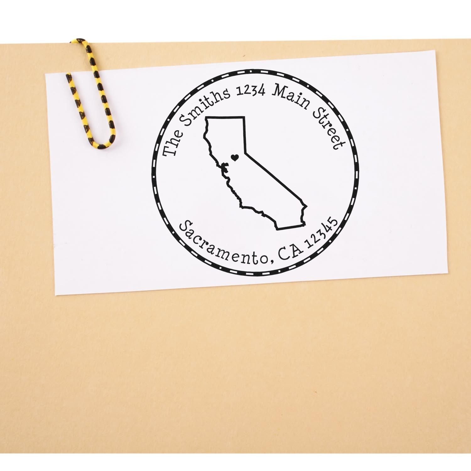 Wood Handle Round California State Luv Address Stamp