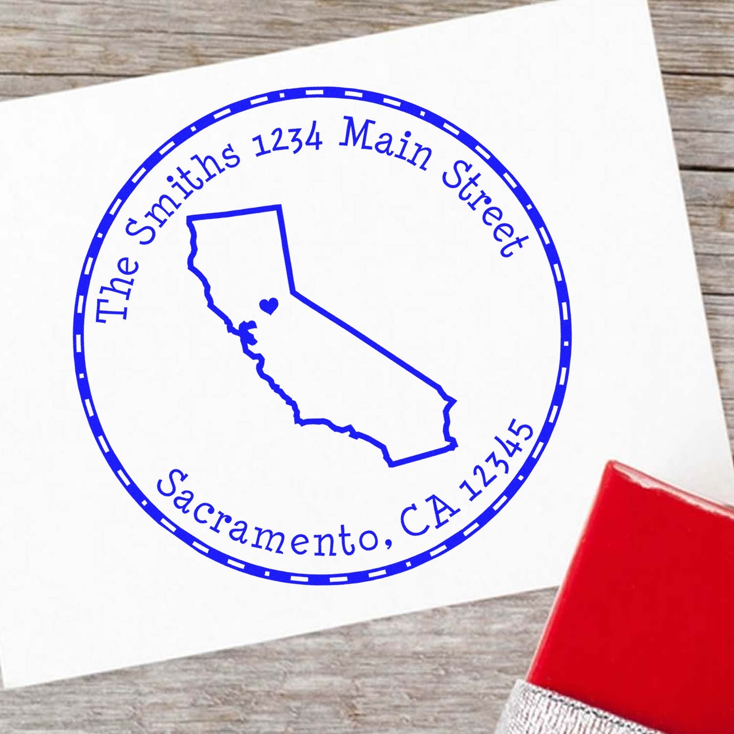 PSI Pre-Inked Round California State Luv Address Stamp