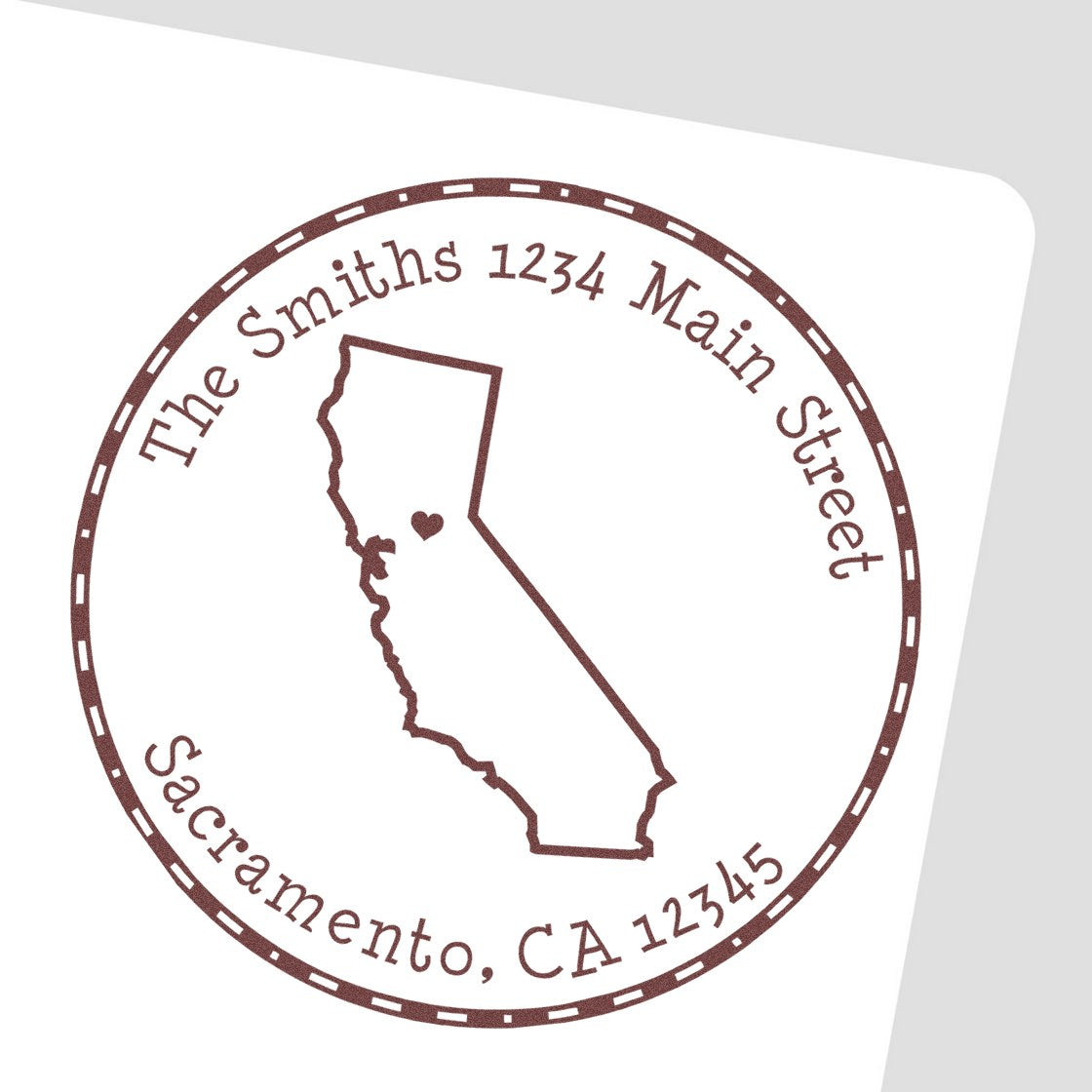 Wood Handle Round California State Luv Address Stamp