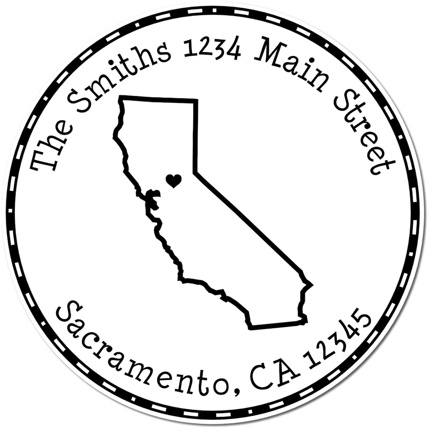 Slim Round California State Luv Address Stamp