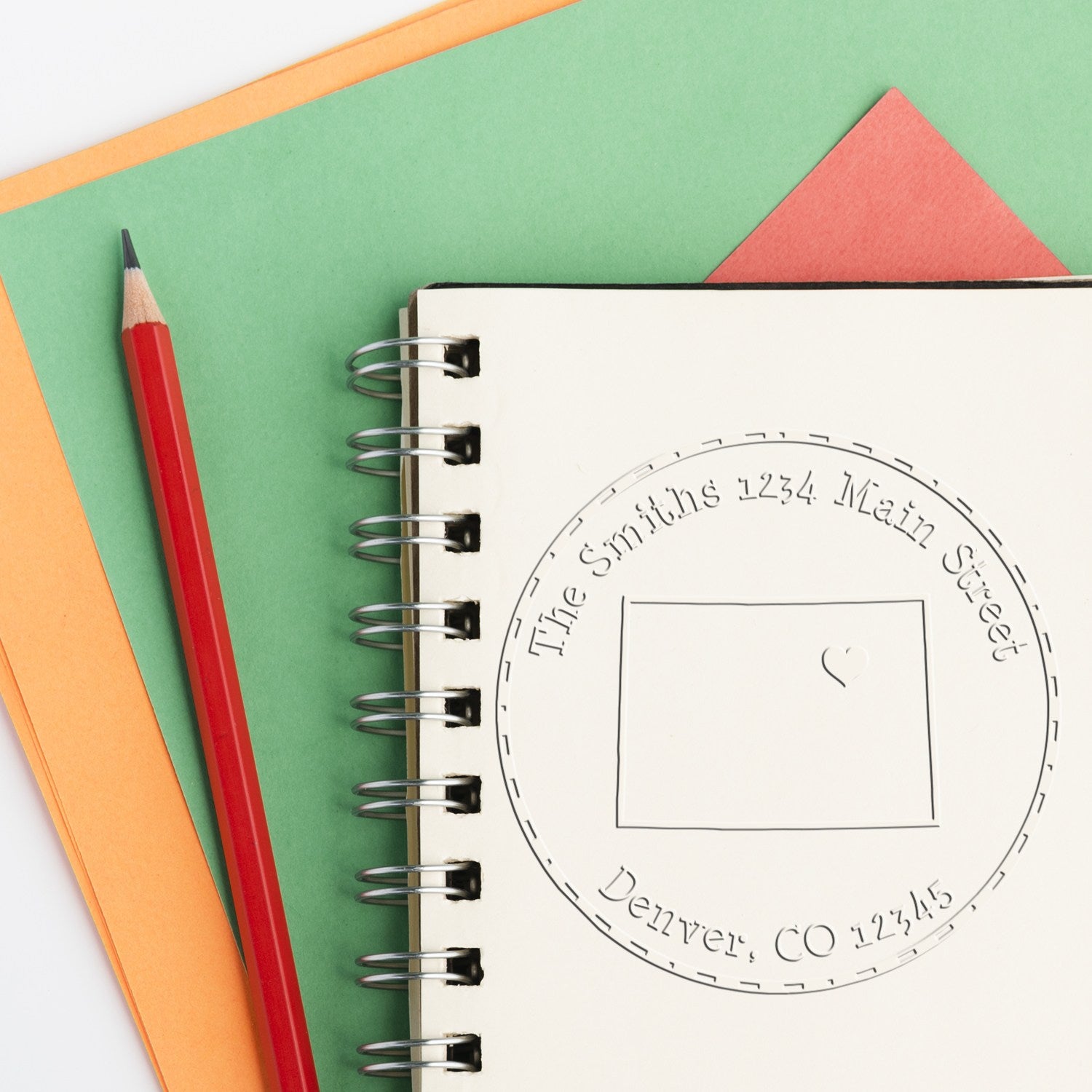 Soft CO State Love Customized Address Embossed Stamp