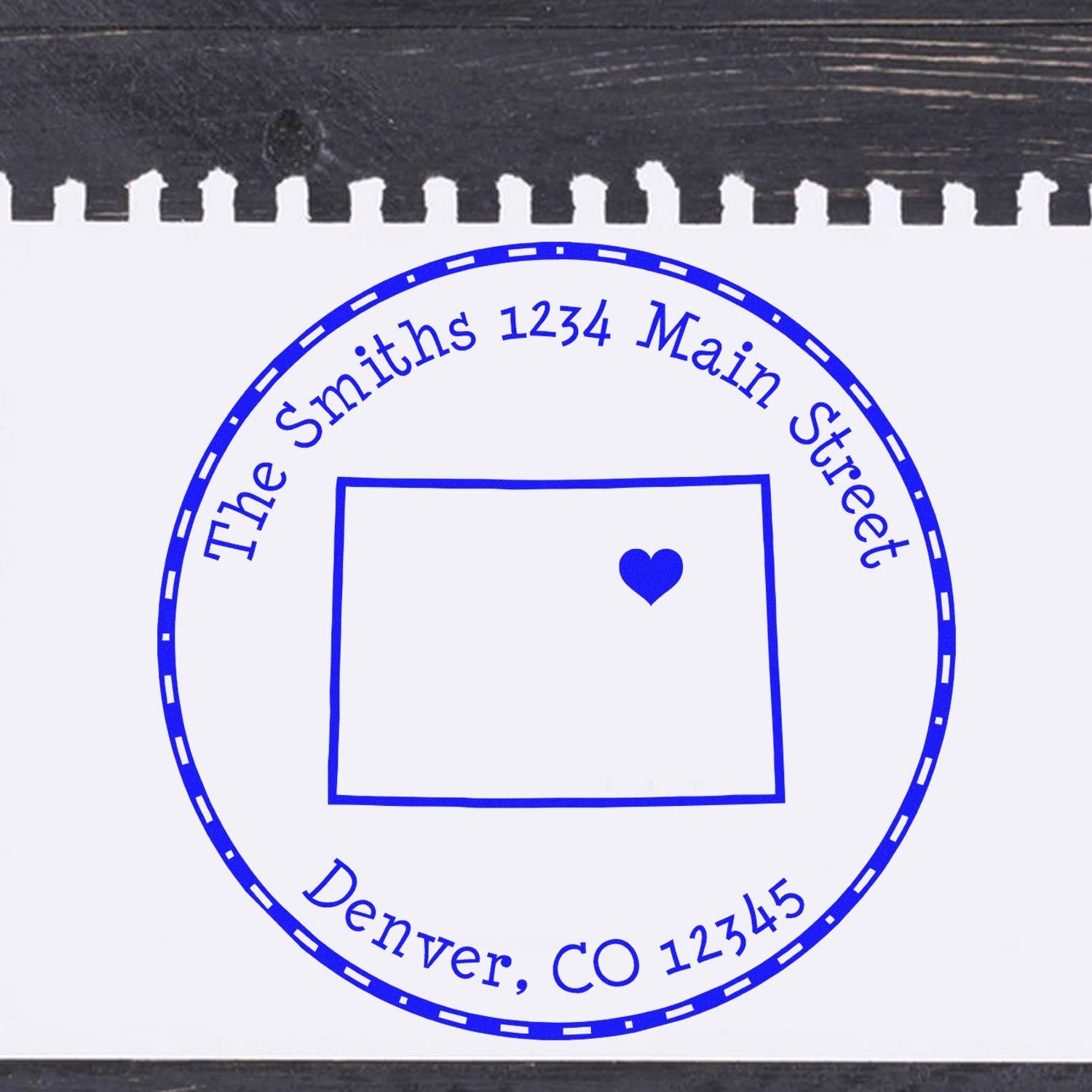 Wood Handle Round Colorado State Luv Address Stamp