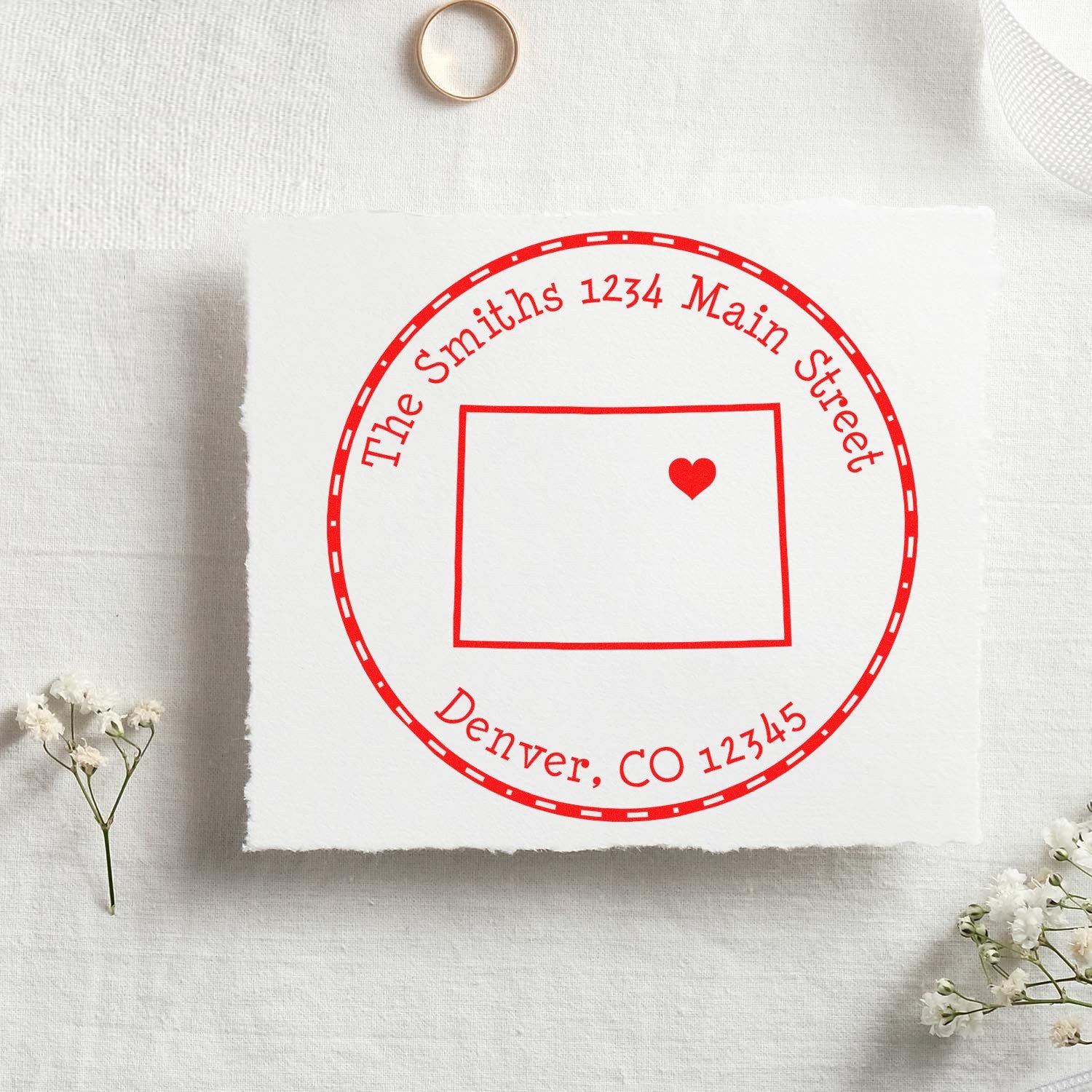 Self-Inking Round Colorado State Luv Address Stamp