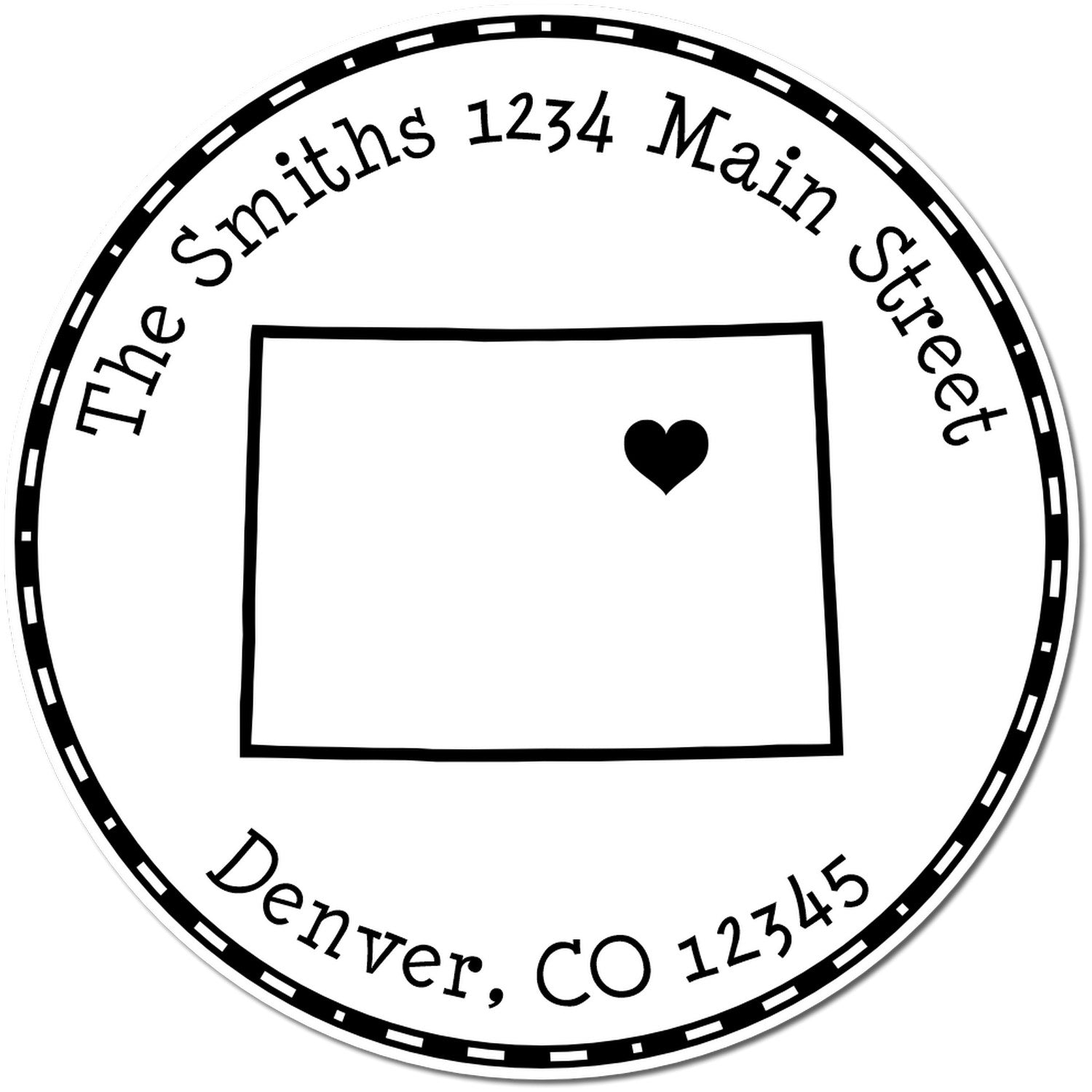 Self-Inking Round Colorado State Luv Address Stamp