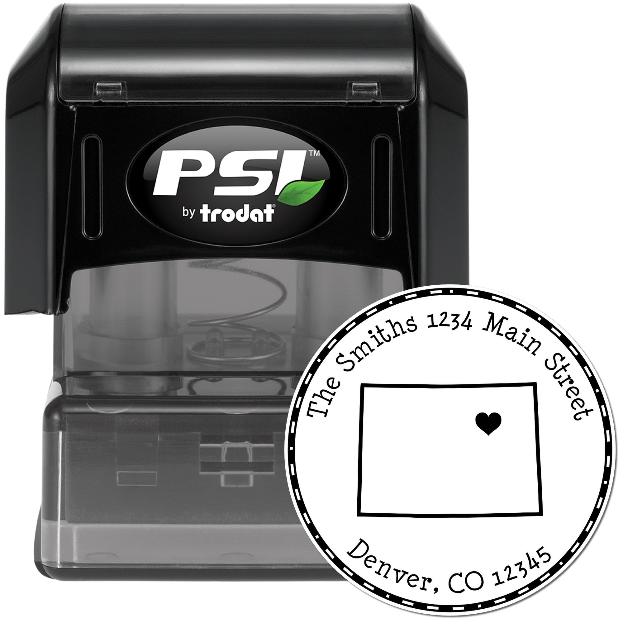 PSI Pre-Inked Round Colorado State Luv Address Stamp