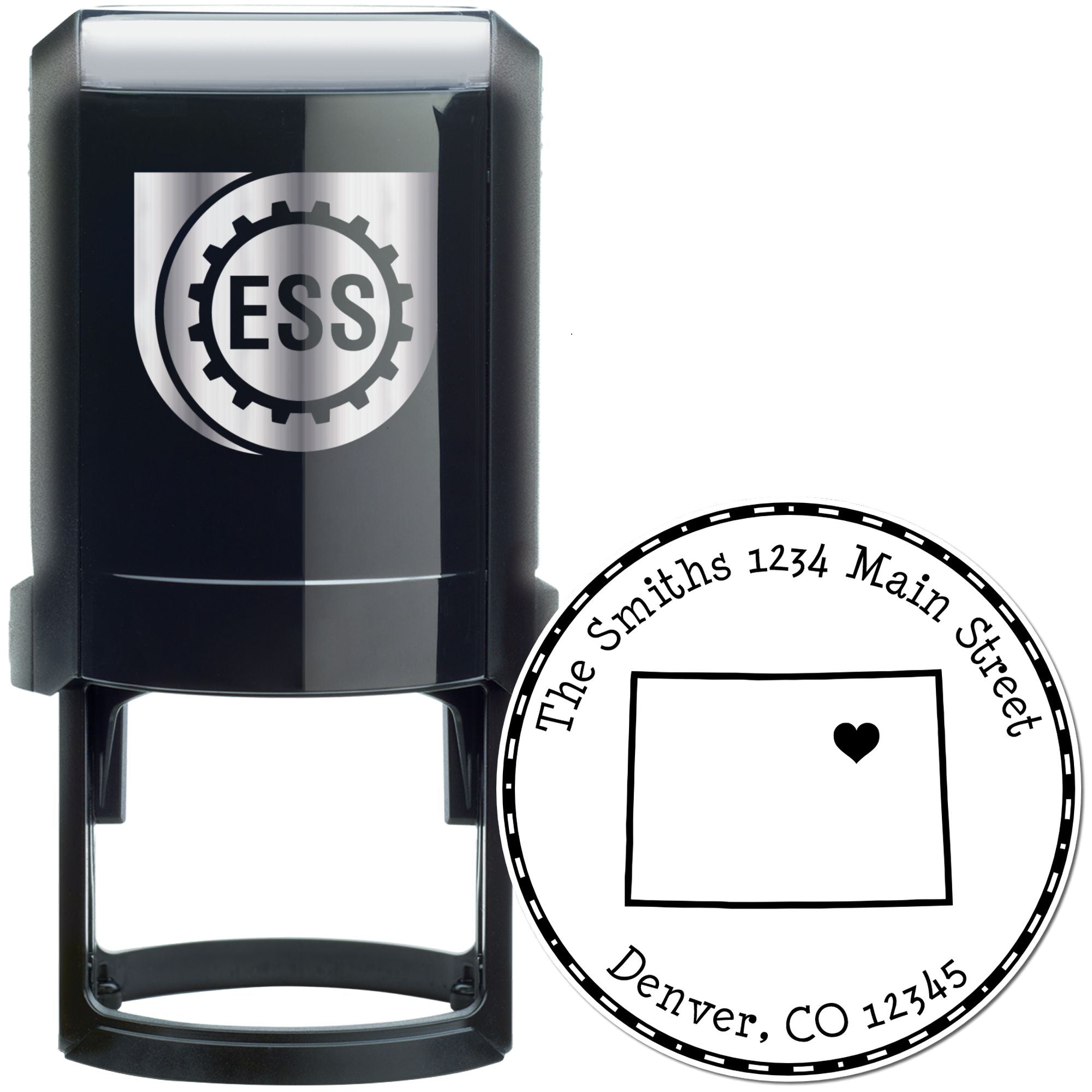 Self-Inking Round Colorado State Luv Address Stamp