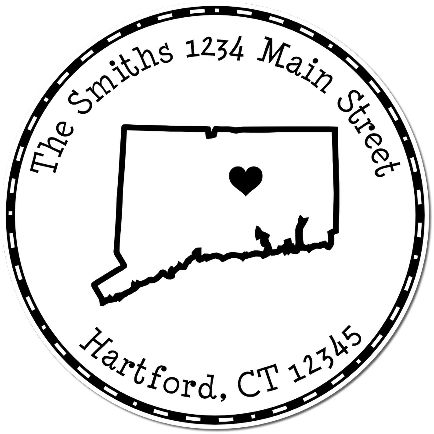 Self-Inking Round Connecticut State Luv Address Stamp