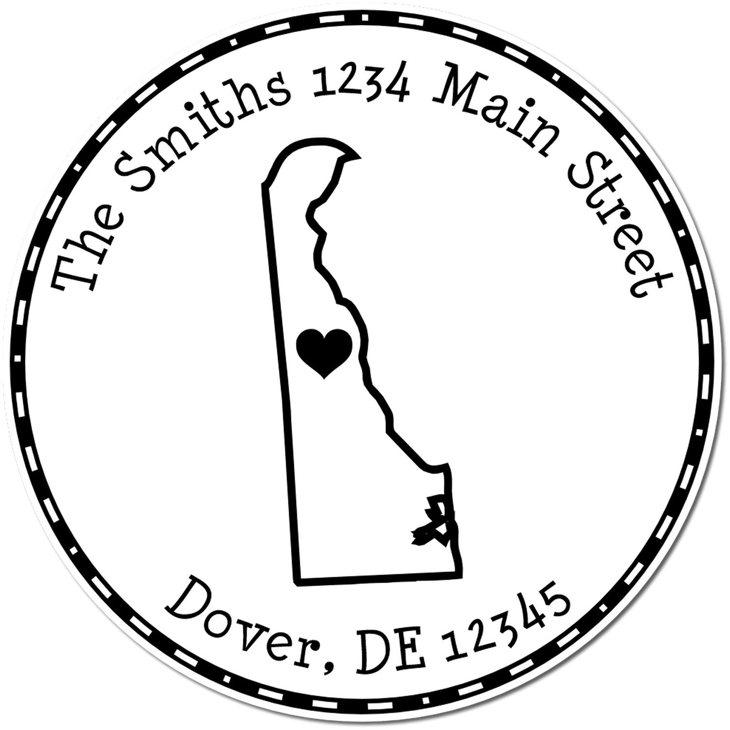 Self-Inking Round Delaware State Luv Address Stamp