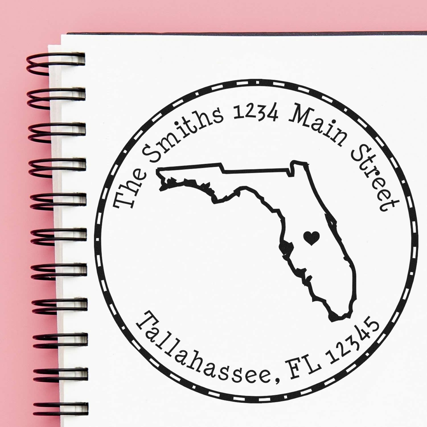 Wood Handle Round Florida State Luv Address Stamp