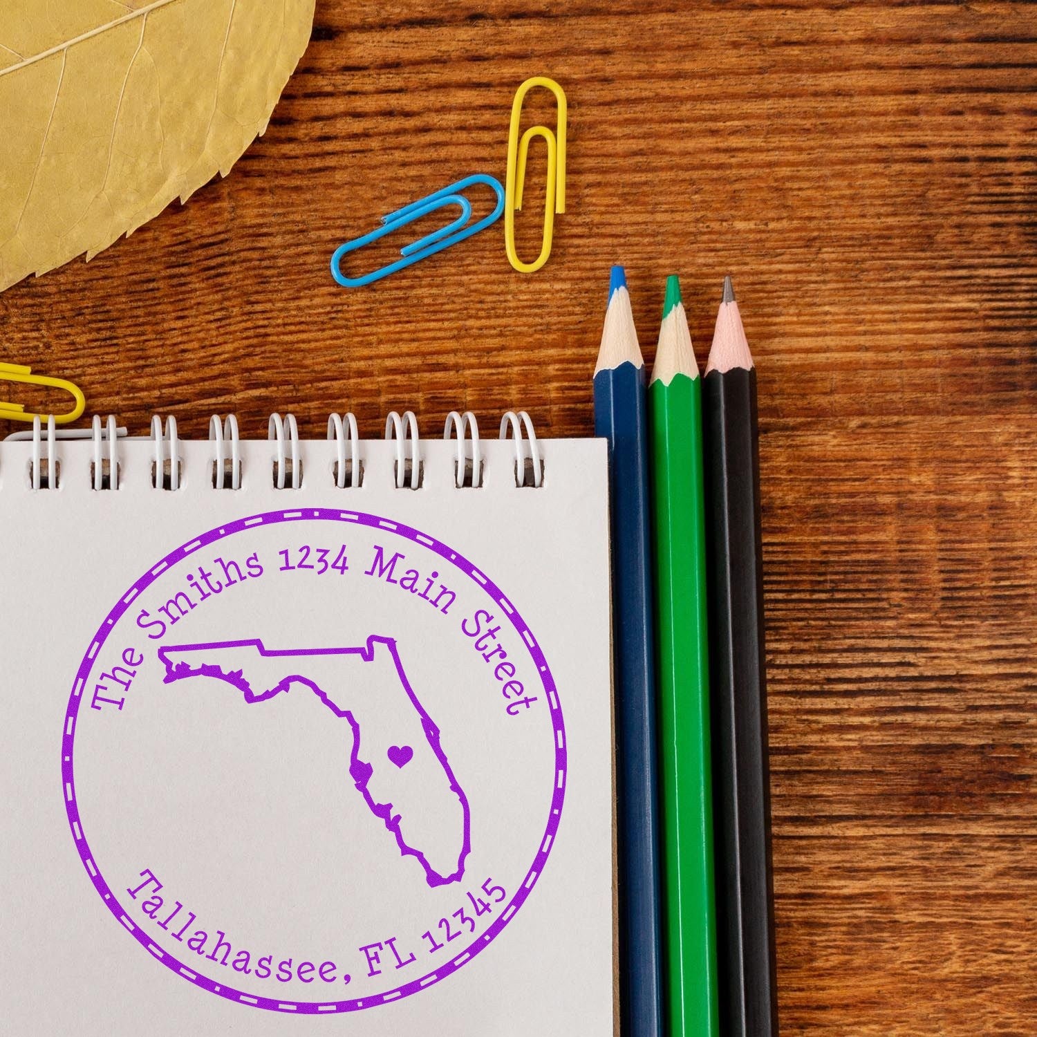 Self-Inking Round Florida State Luv Address Stamp