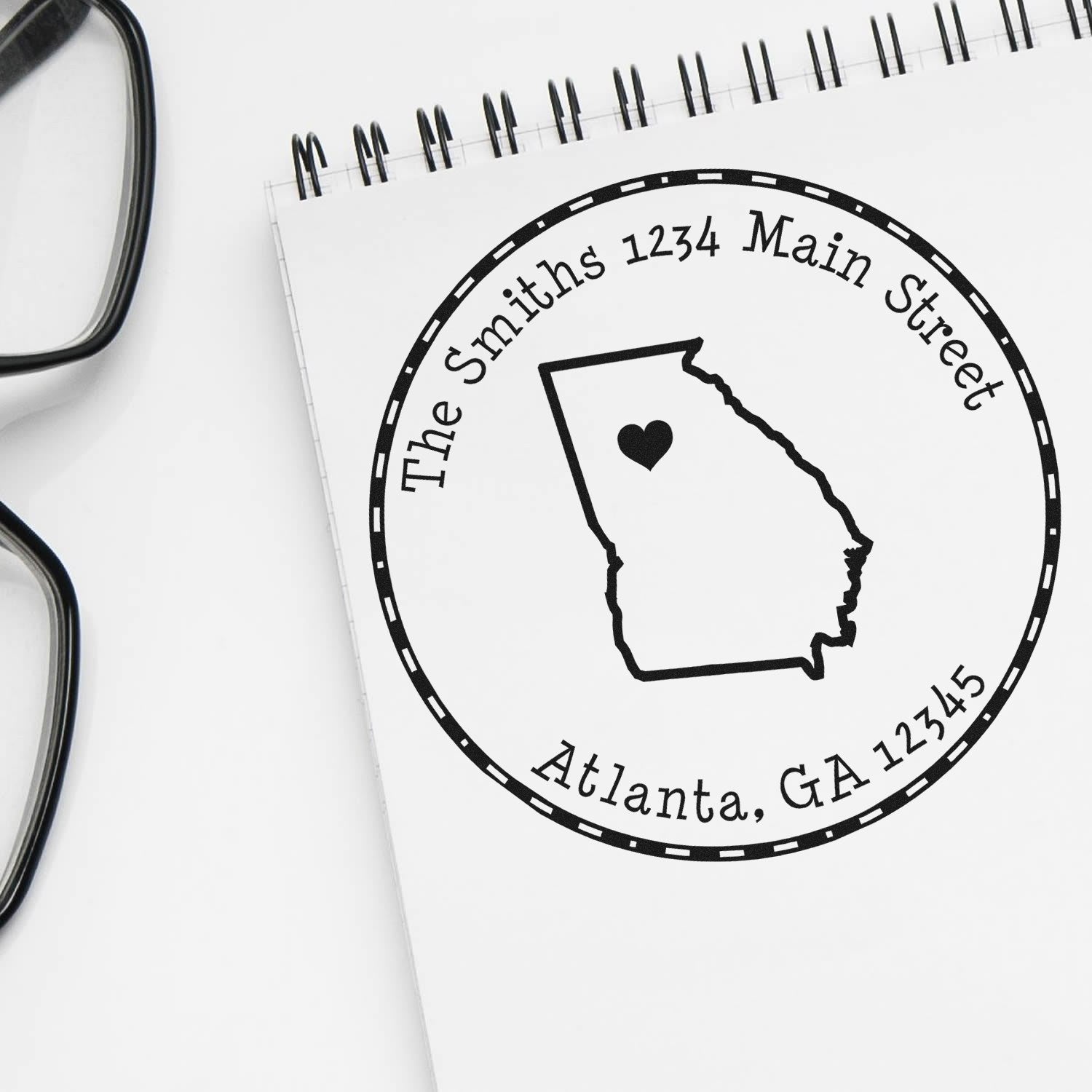 Self-Inking Round Georgia State Luv Address Stamp