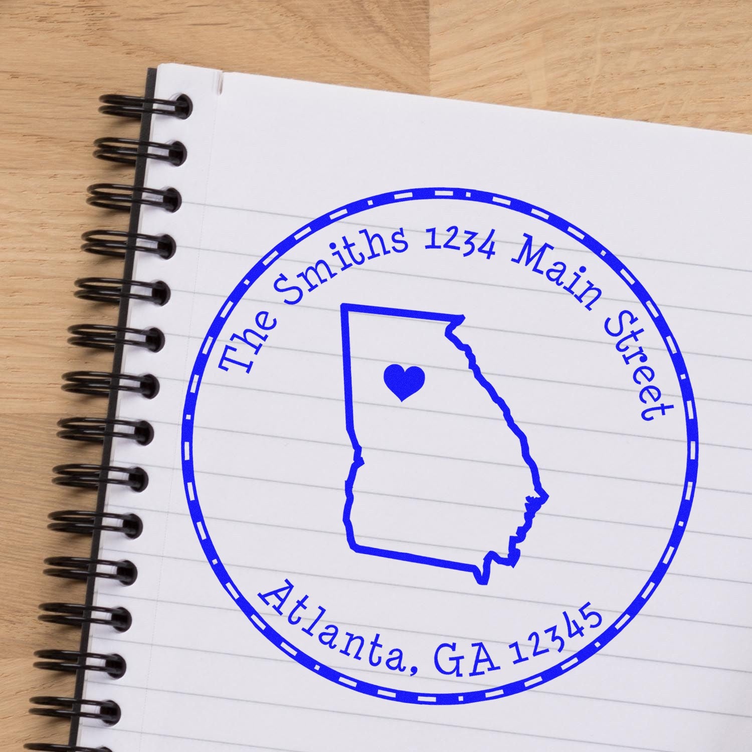 Self-Inking Round Georgia State Luv Address Stamp