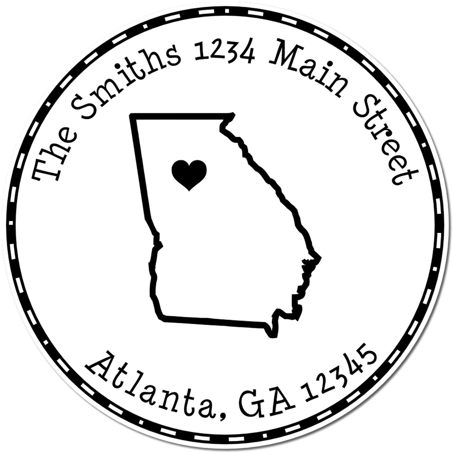 Self-Inking Round Georgia State Luv Address Stamp