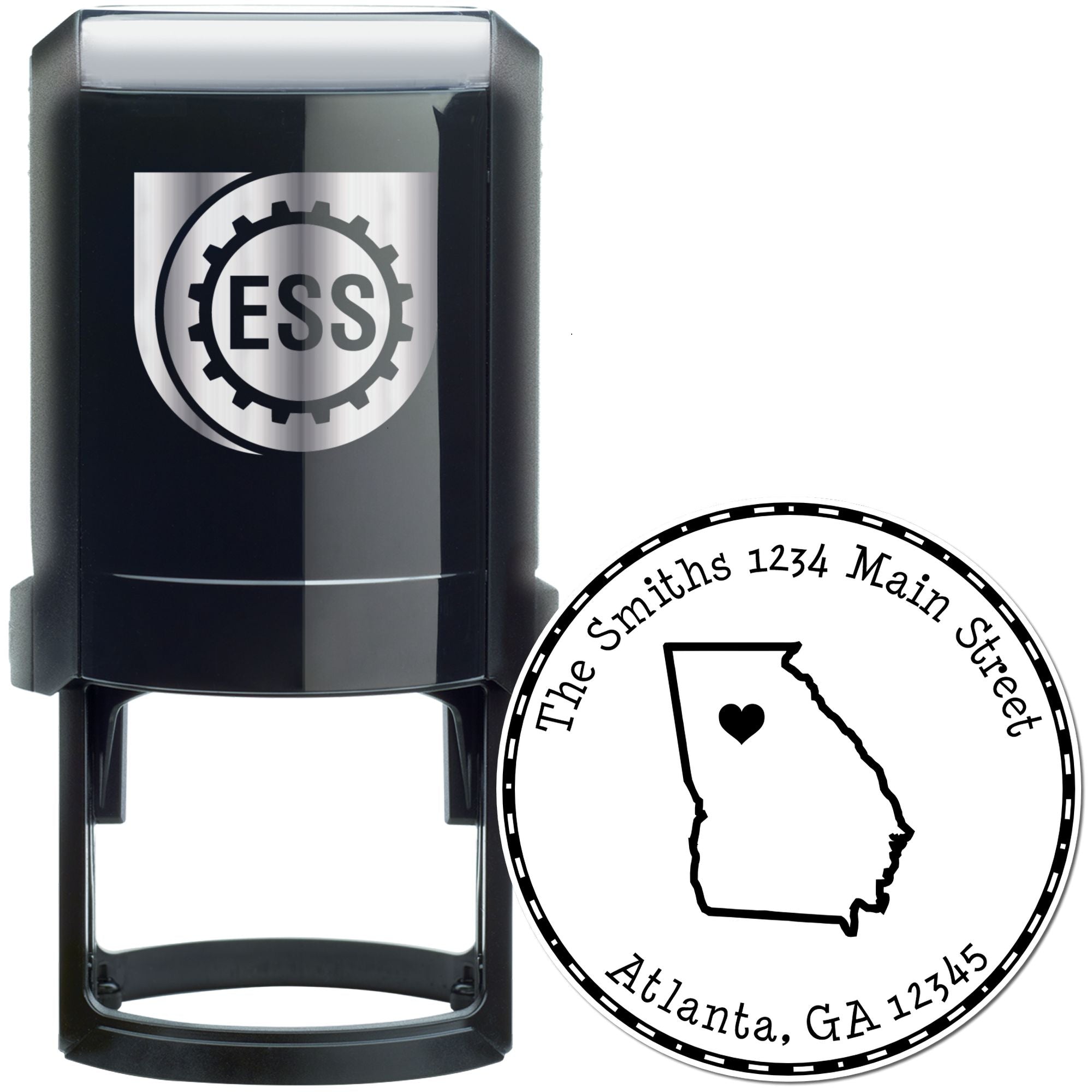 Self-Inking Round Georgia State Luv Address Stamp