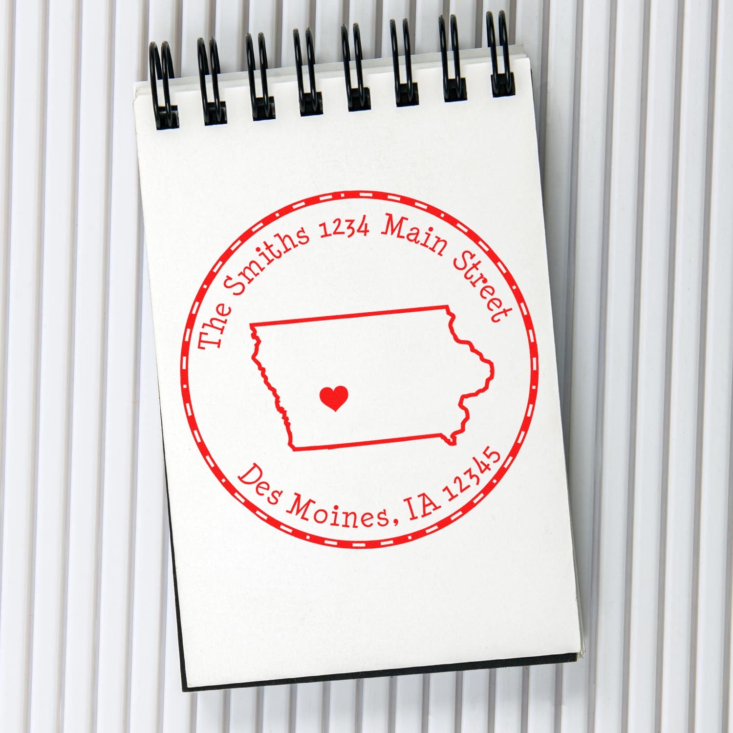 Self-Inking Round Iowa State Luv Address Stamp