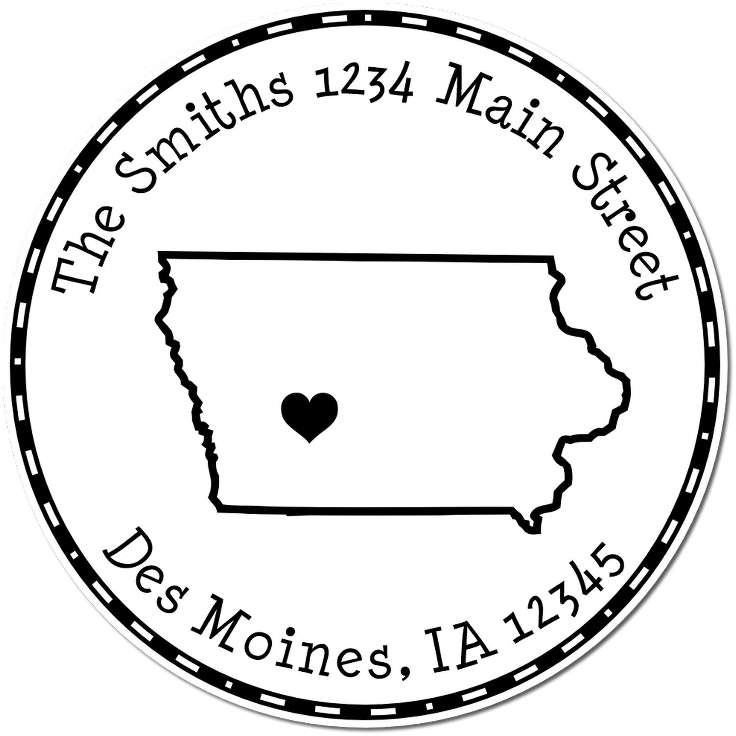 Self-Inking Round Iowa State Luv Address Stamp