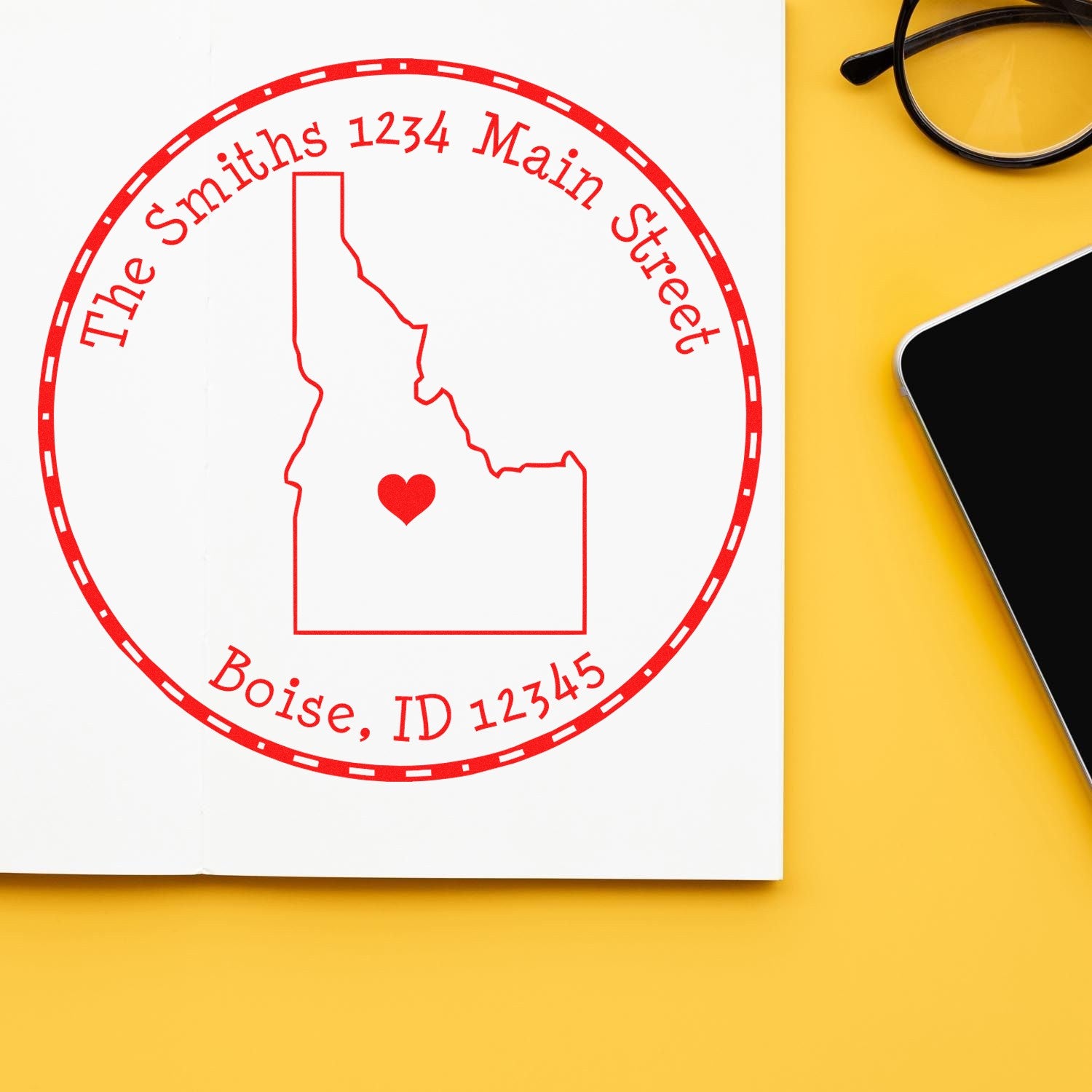 Self-Inking Round Idaho State Luv Address Stamp