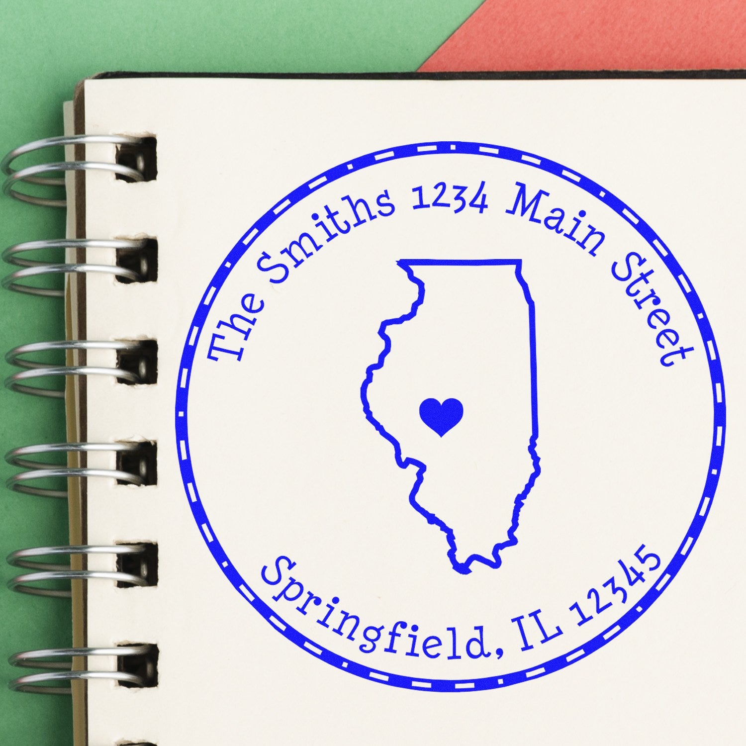 Self-Inking Round Illinois State Luv Address Stamp