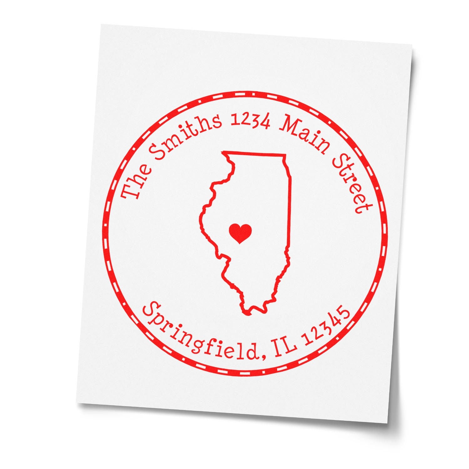 Self-Inking Round Illinois State Luv Address Stamp