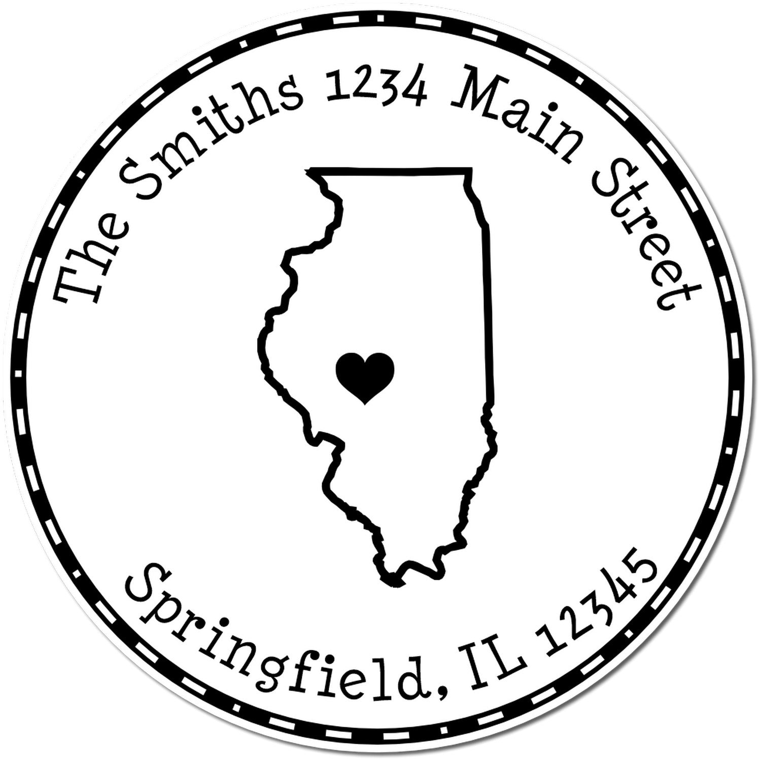 Self-Inking Round Illinois State Luv Address Stamp