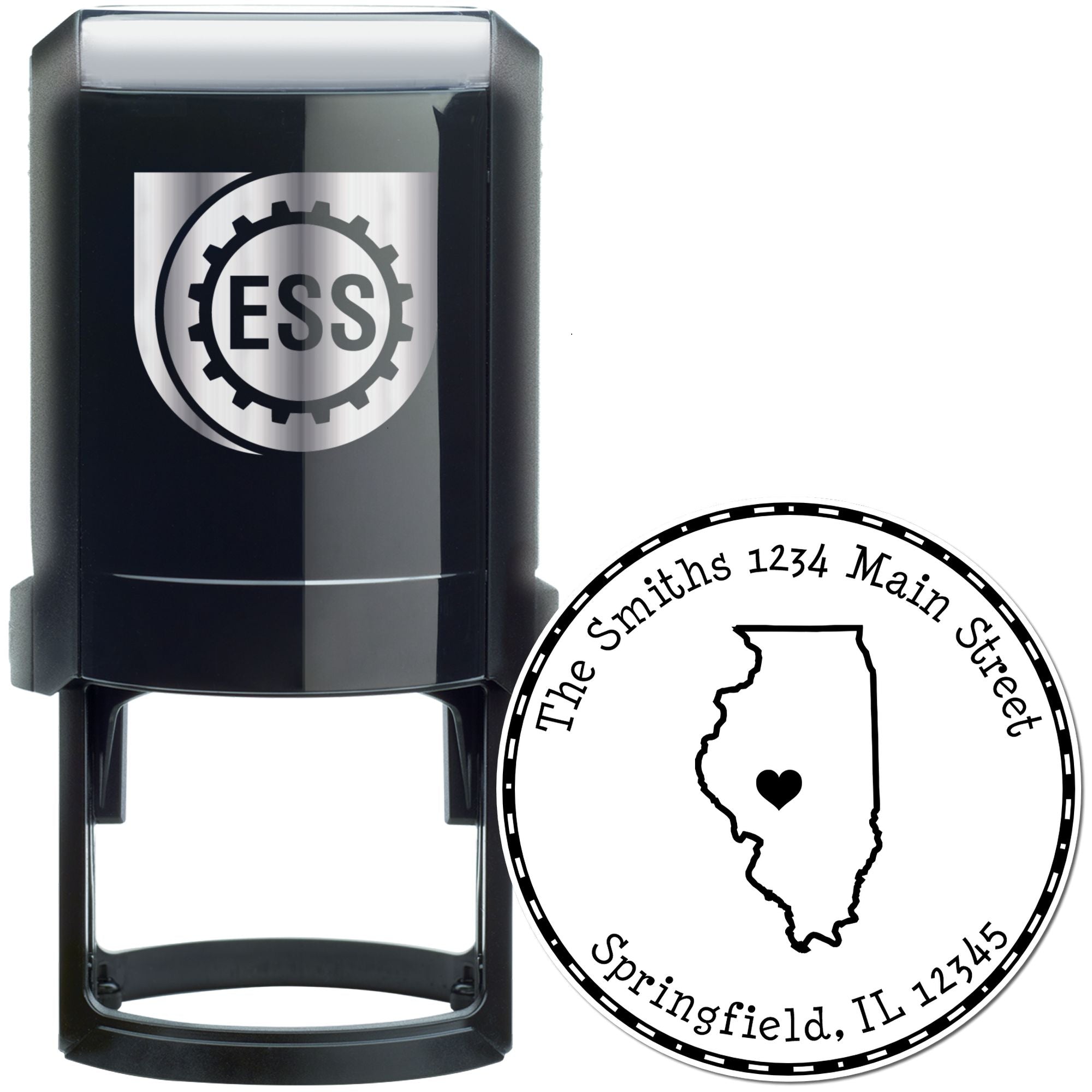 Self-Inking Round Illinois State Luv Address Stamp