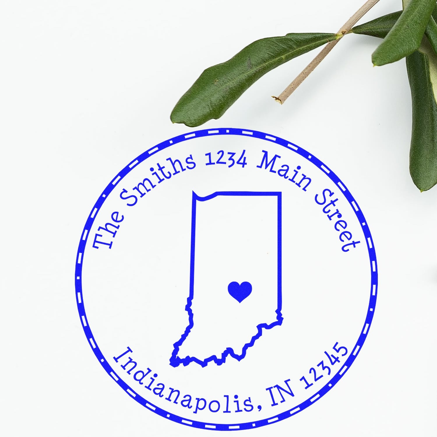 Self-Inking Round Indiana State Luv Address Stamp