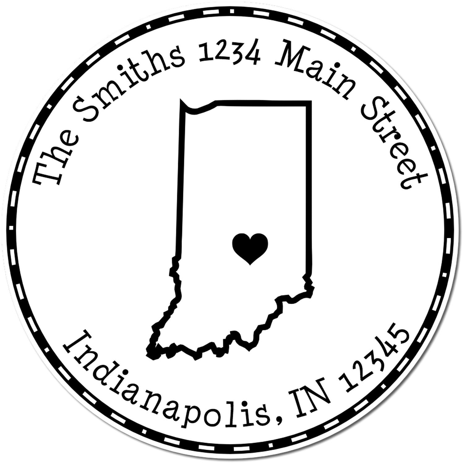 Self-Inking Round Indiana State Luv Address Stamp