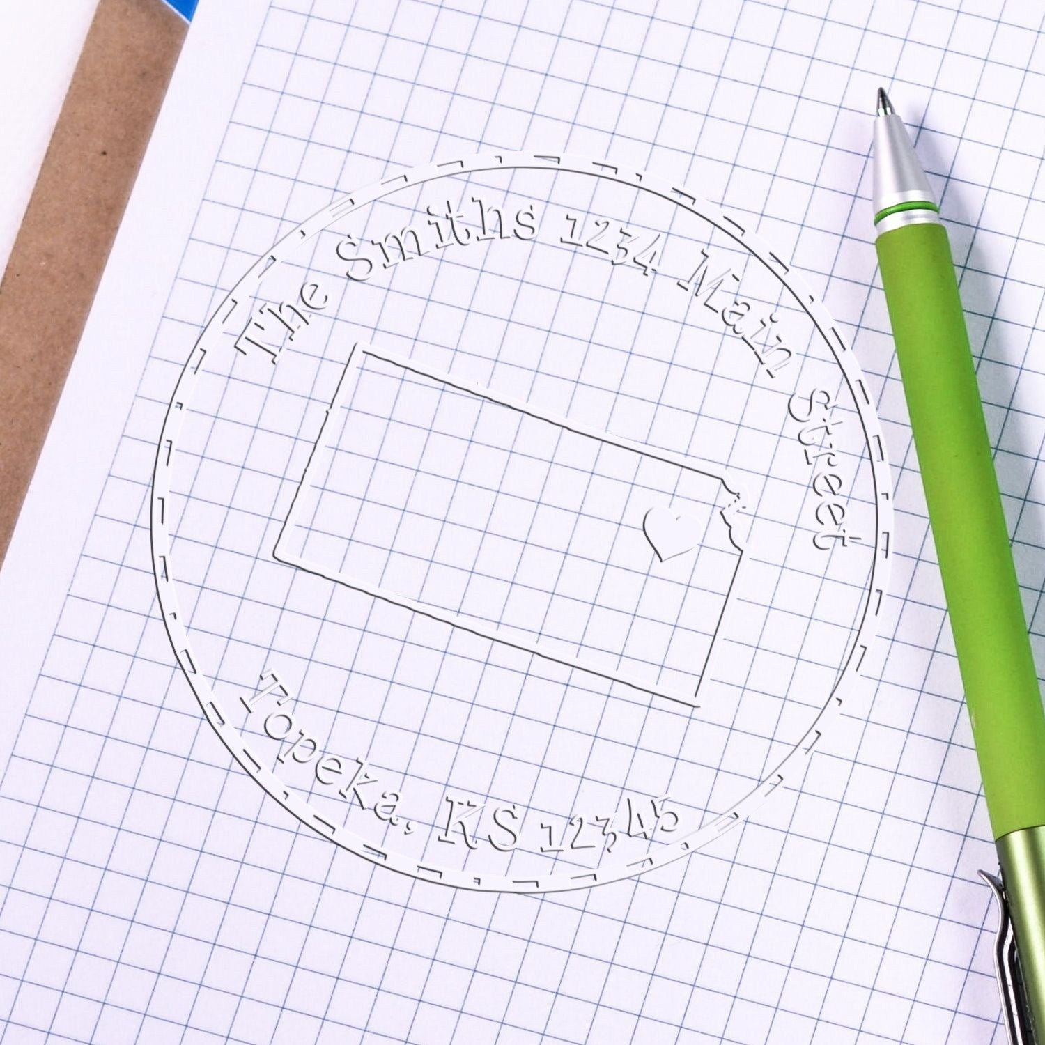 Soft KS State Love Customized Home Address Embossed Seal - Engineer Seal Stamps