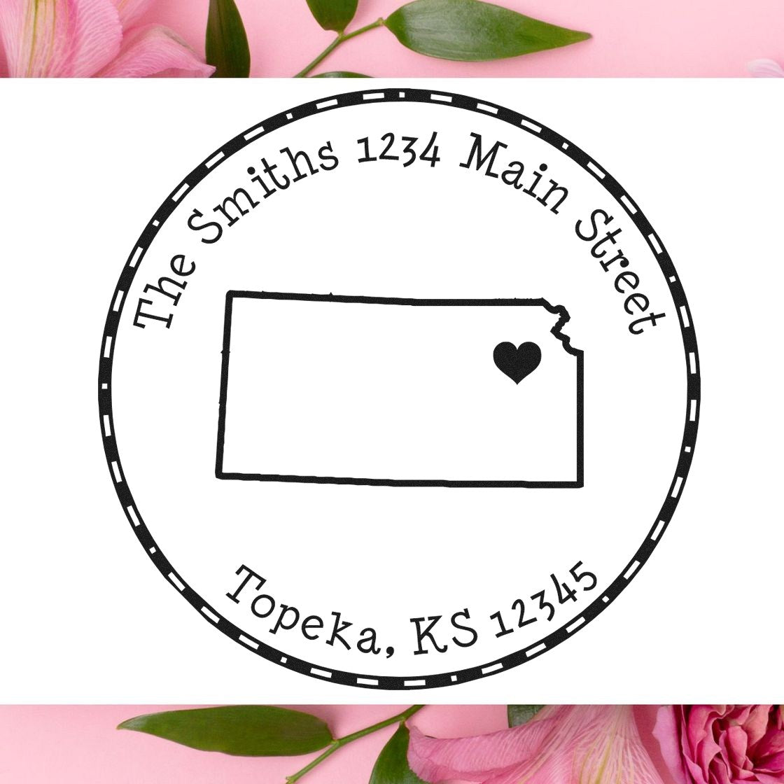 Self-Inking Round Kansas State Luv Address Stamp