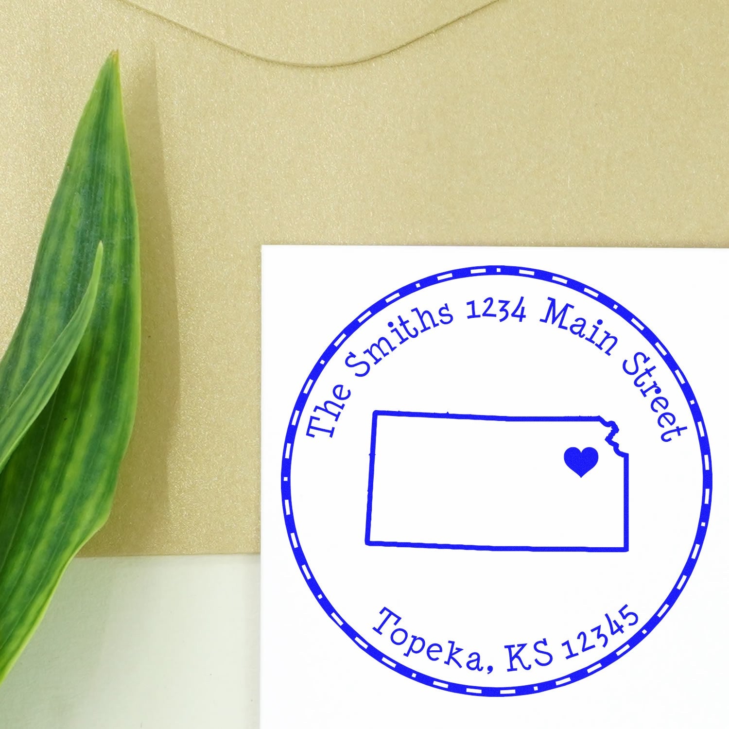 Self-Inking Round Kansas State Luv Address Stamp