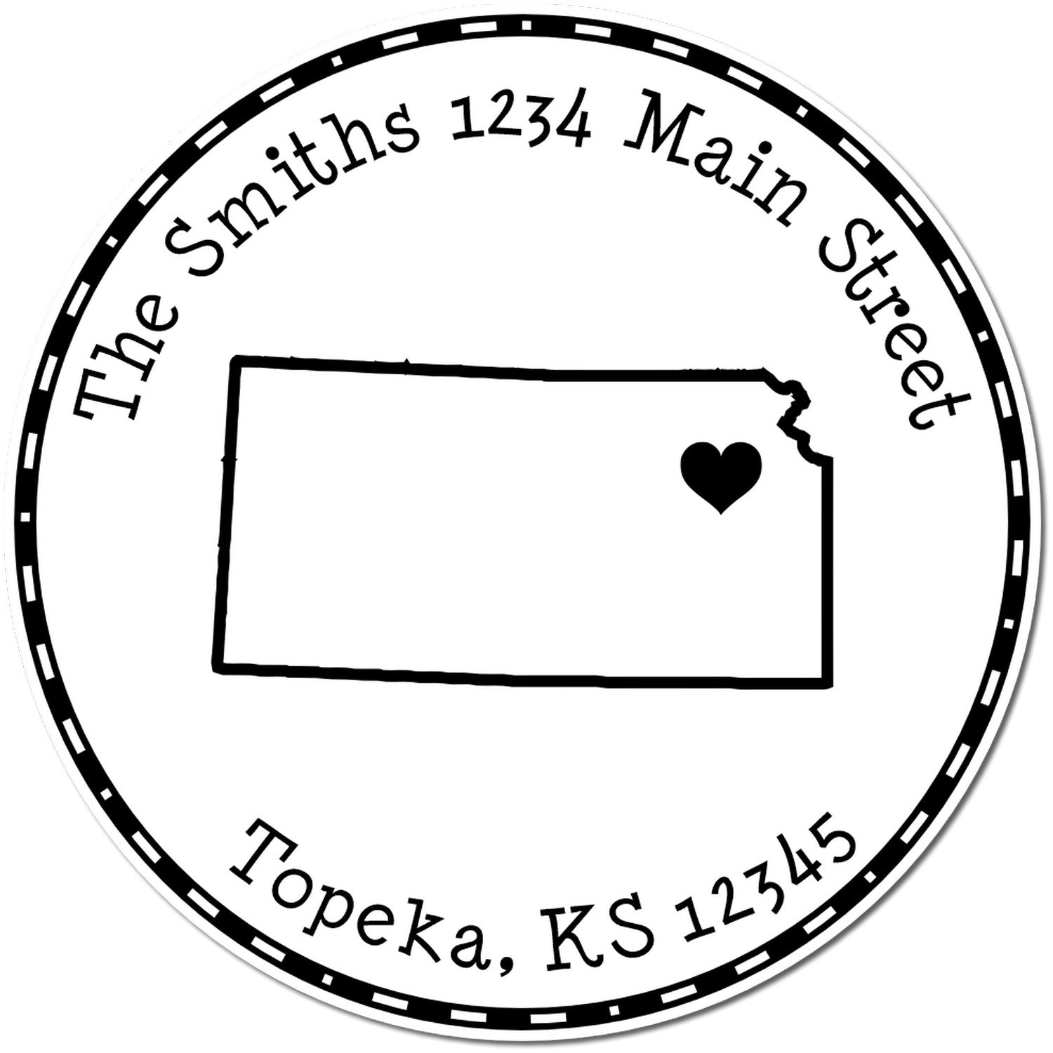 Self-Inking Round Kansas State Luv Address Stamp