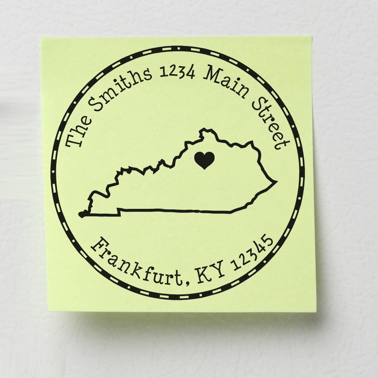 Wood Handle Round Kentucky State Luv Address Stamp