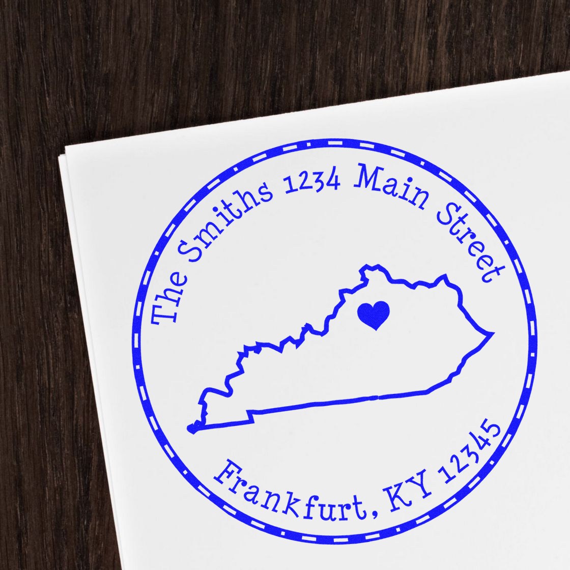 Wood Handle Round Kentucky State Luv Address Stamp