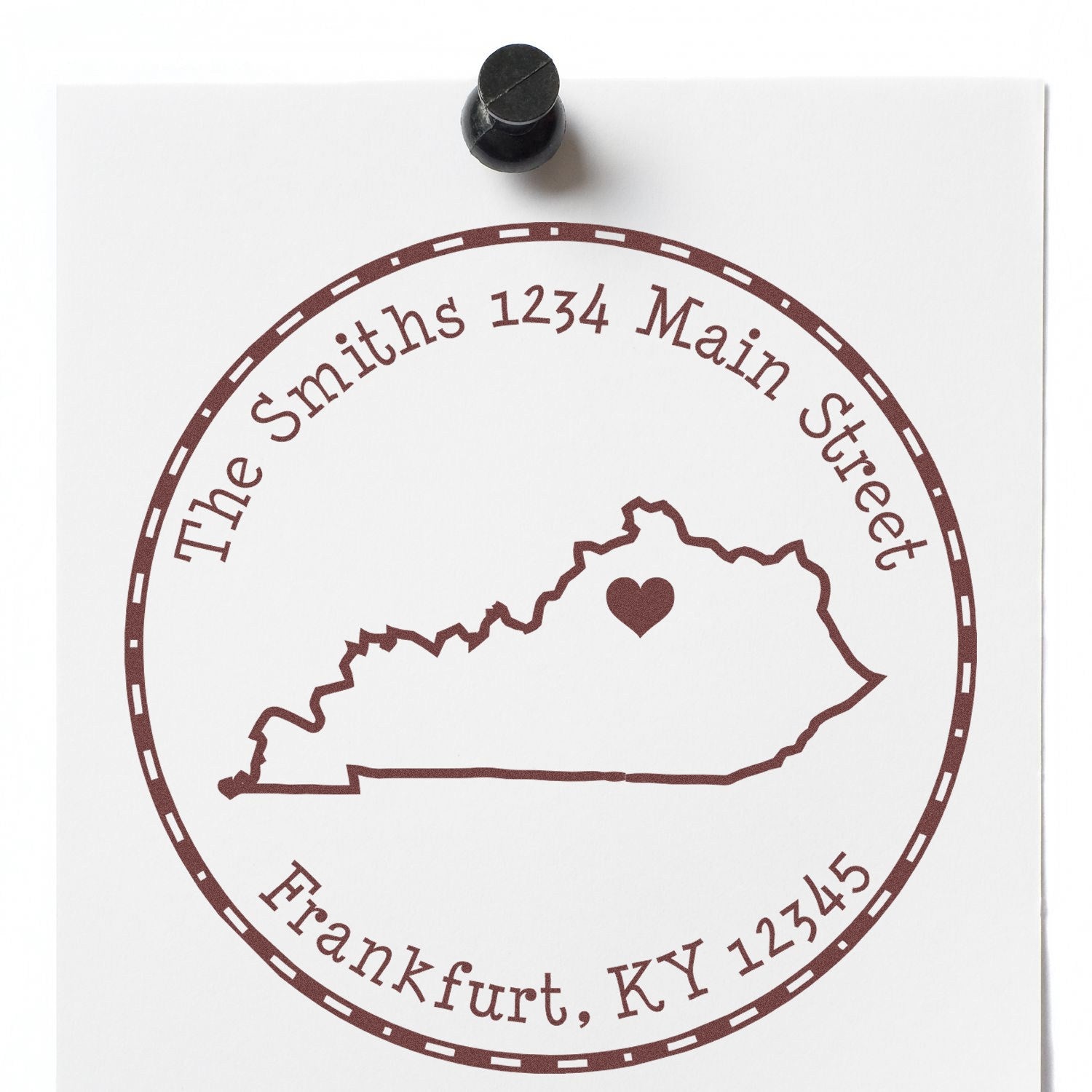 Wood Handle Round Kentucky State Luv Address Stamp