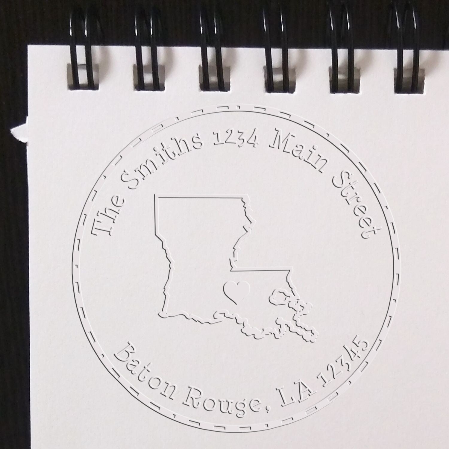 Soft LA State Love Customized Home Address Embossed Stamp - Engineer Seal Stamps