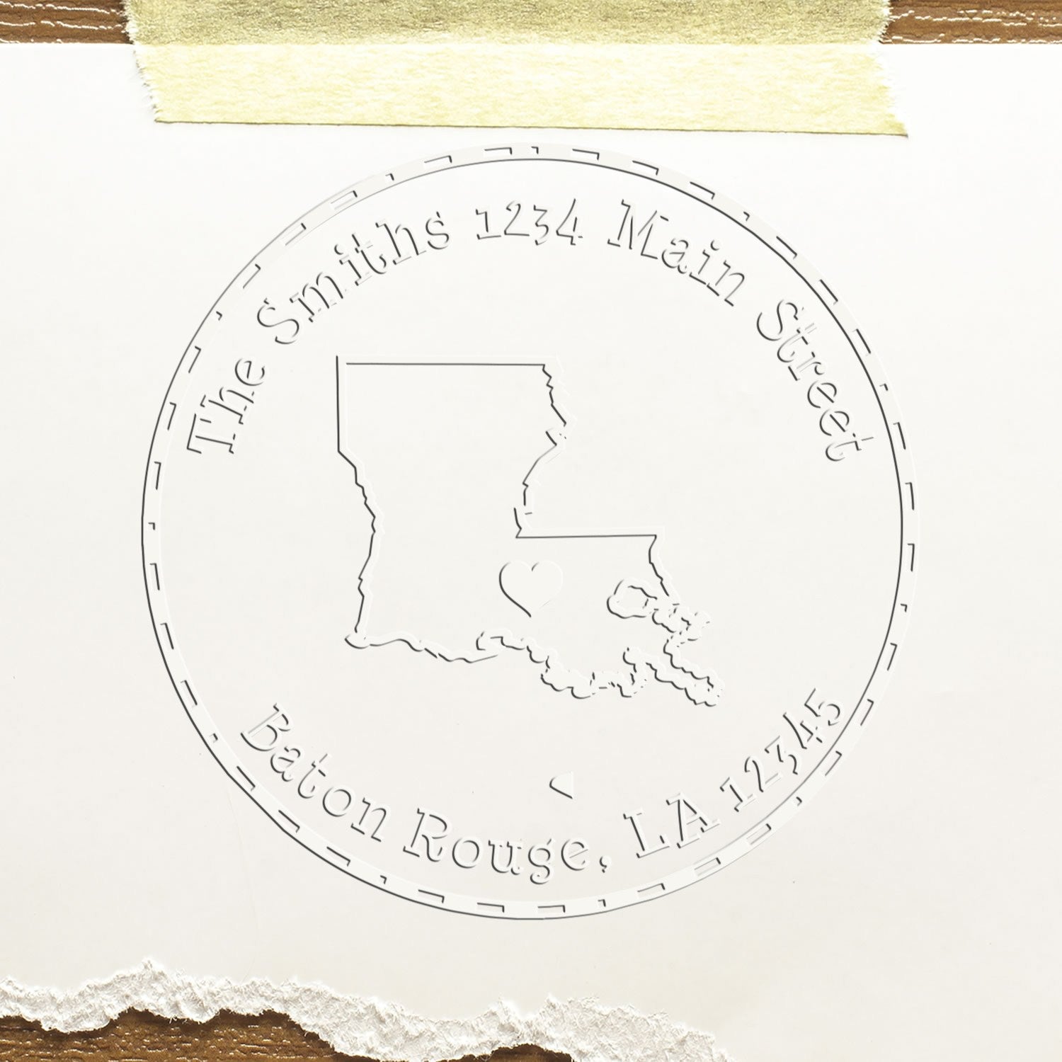 Soft LA State Love Customized Home Address Embossed Stamp - Engineer Seal Stamps