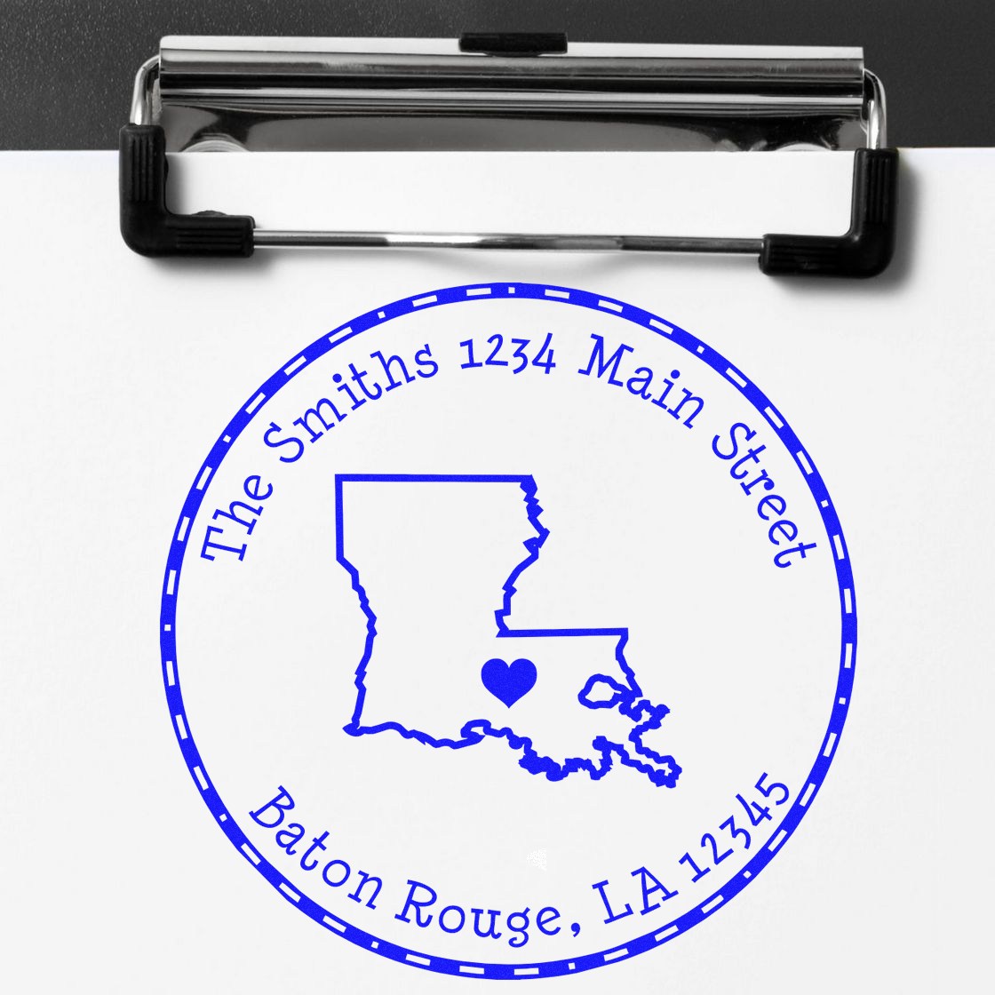 Slim Round Louisiana State Luv Address Stamp